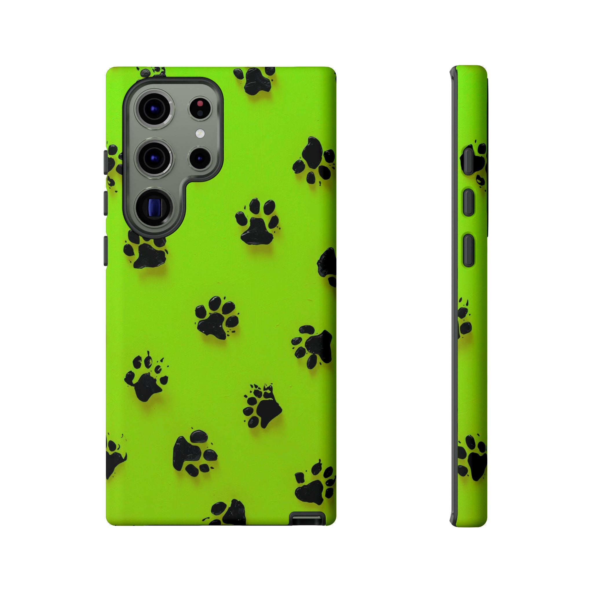 Neon Paw Print Tough Samsung Galaxy Case — Shockproof Pet Lover iPhone Cover