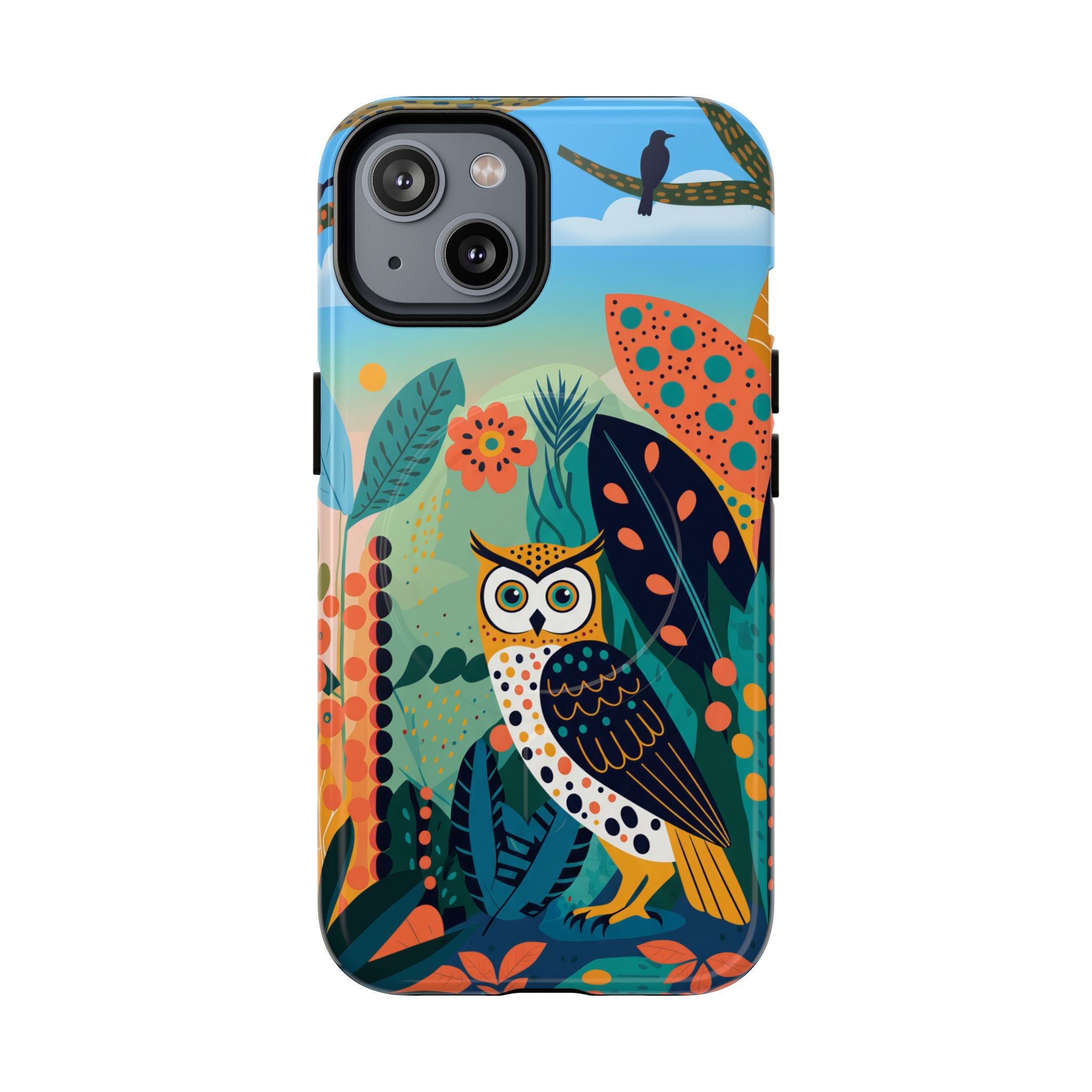 Botanical Forest Colourful Owl MagSafe iPhone Case