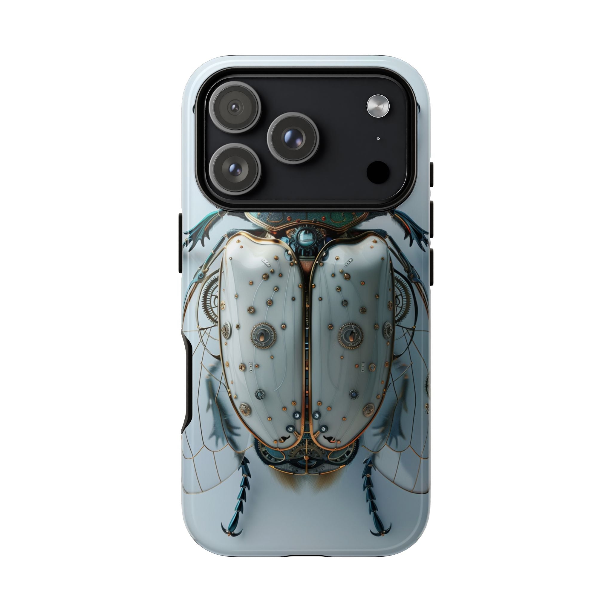 Steampunk White Beetle Protective Tough iPhone Case