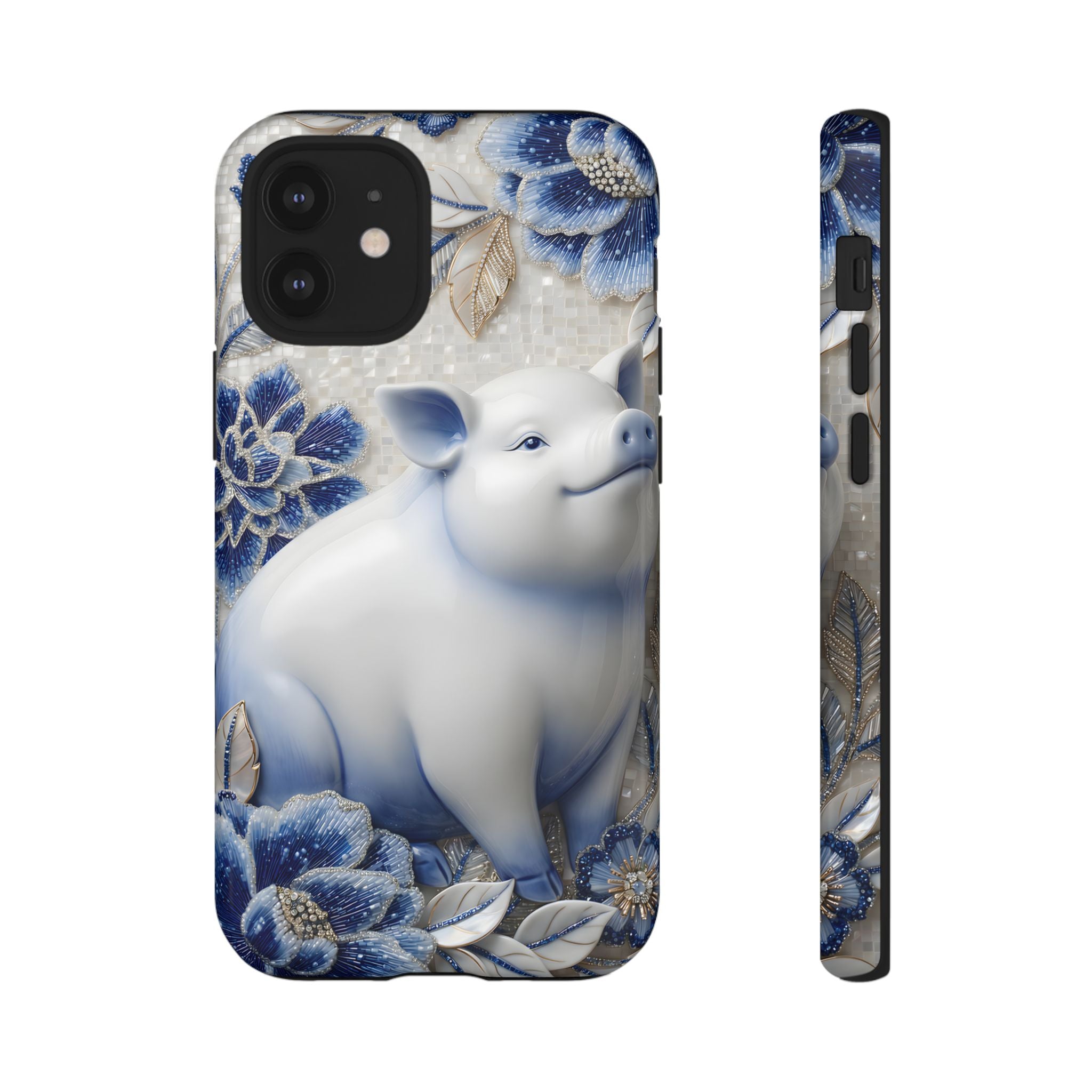 Asian Zodiac Pig iPhone Case | Blue & White Porcelain Slim Protective Shockproof Case| Year of the Pig Gift