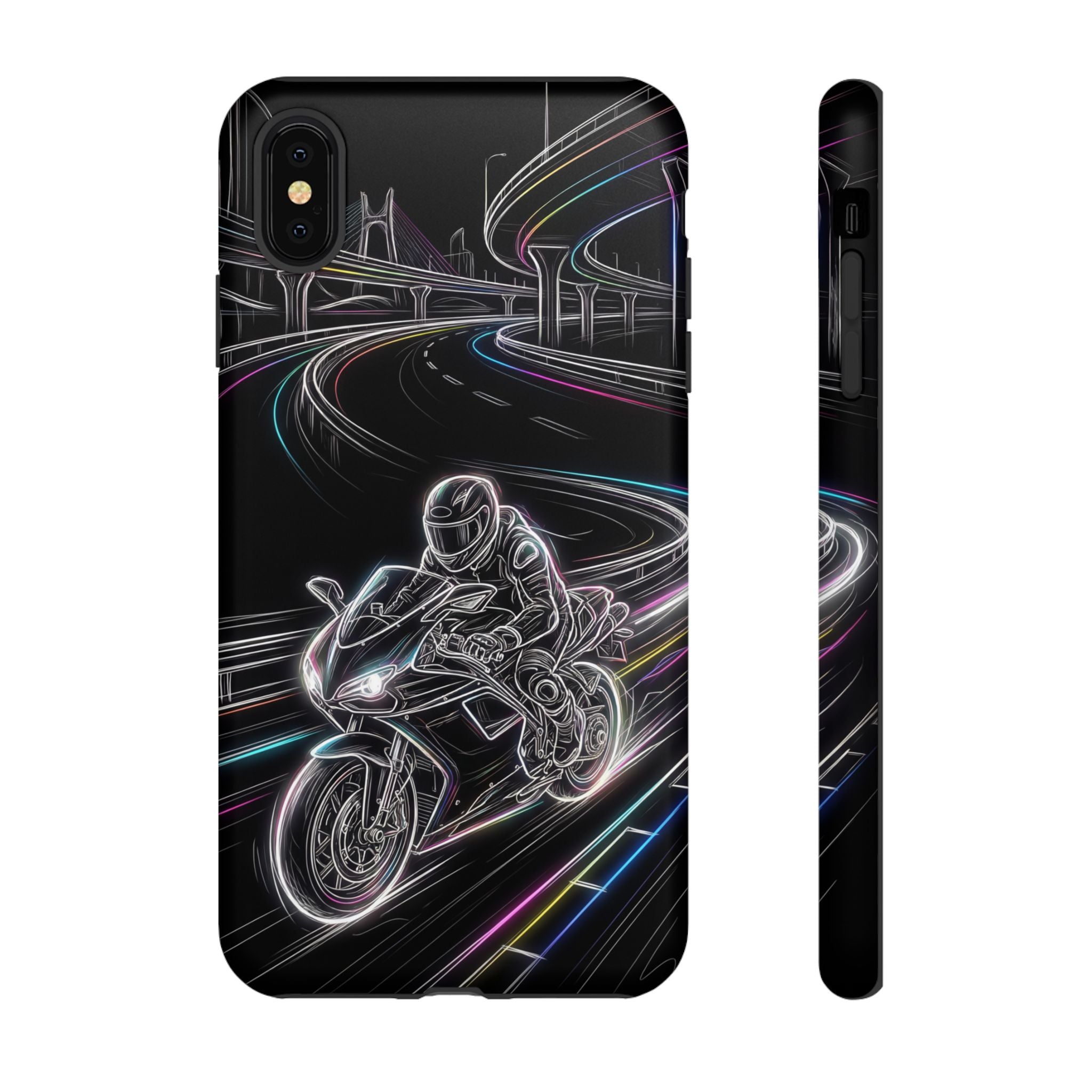 Neon Night Rider iPhone Case | Motorcycle Racing Protective Cover