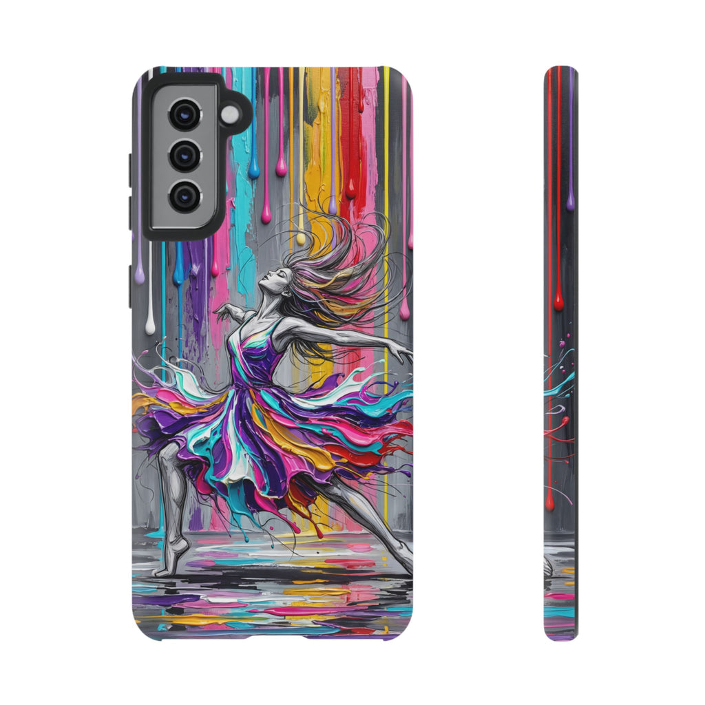 Colorful Dancer Tough Samsung Galaxy Phone Case | Vibrant Drip Art Protective Cover