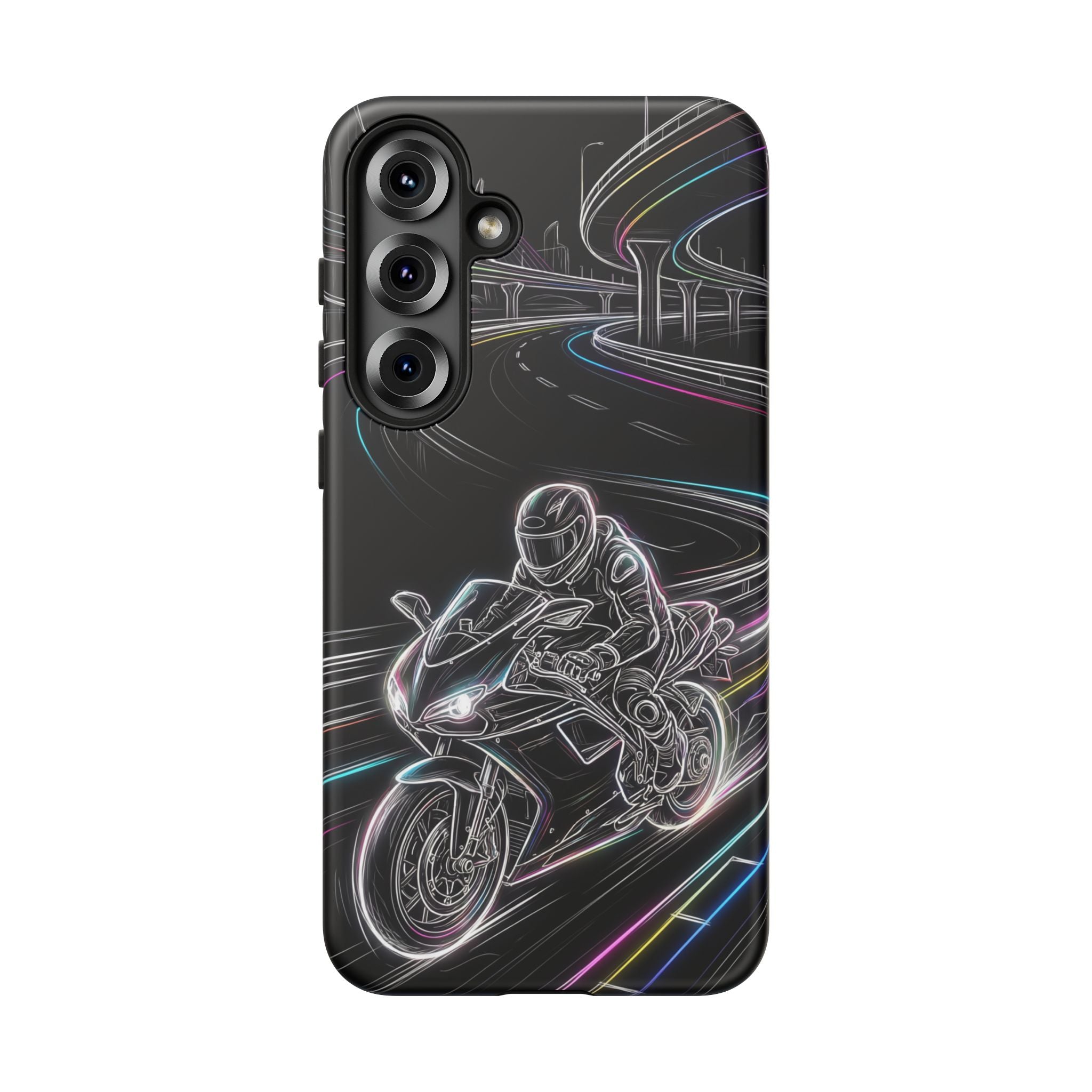 Neon Night Rider Samsung Galaxy Phone Case | Motorcycle Racing Protective Cover