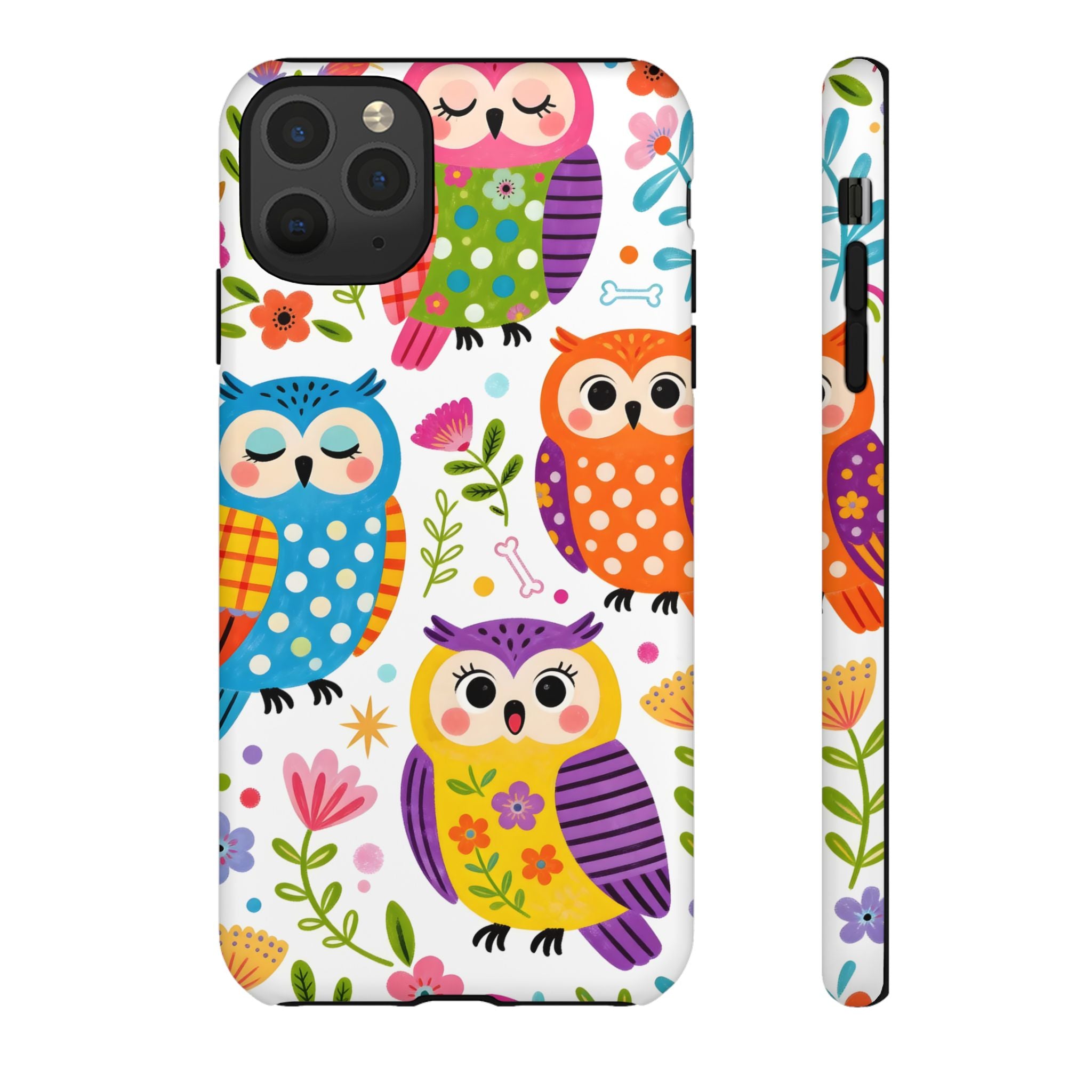 Cute Colorful Owls iPhone Case | Cute Owl Pattern Tough Case