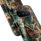 Owl Forest Tough Google Pixel Case | Teal & Brown Rustic Wildlife Protective Cover