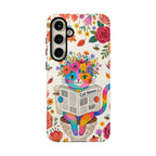Floral Rainbow Cat Samsung Galaxy Phone Case | Cat News Design