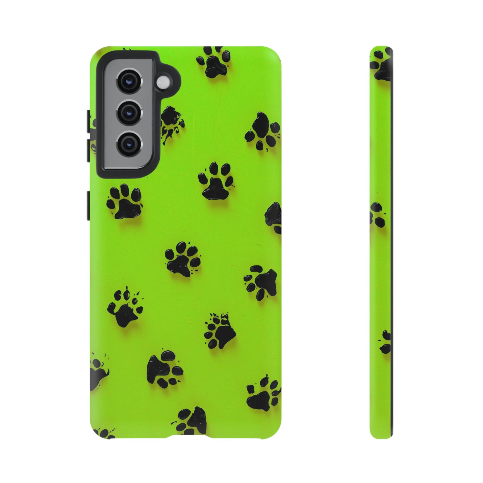 Neon Paw Print Tough Samsung Galaxy Case — Shockproof Pet Lover iPhone Cover