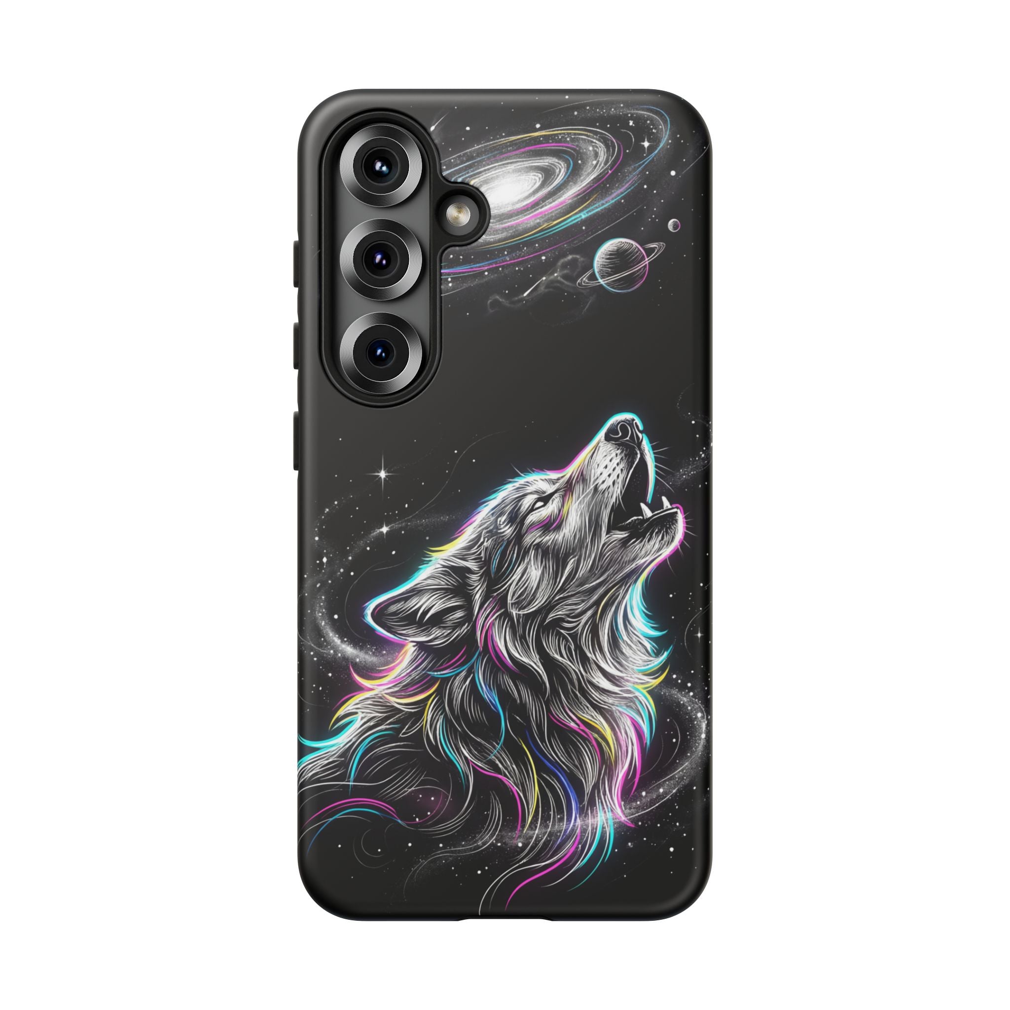 Wolf Galaxy Tough Samsung Galaxy Phone Case | Colorful Howling Wolf Space Design