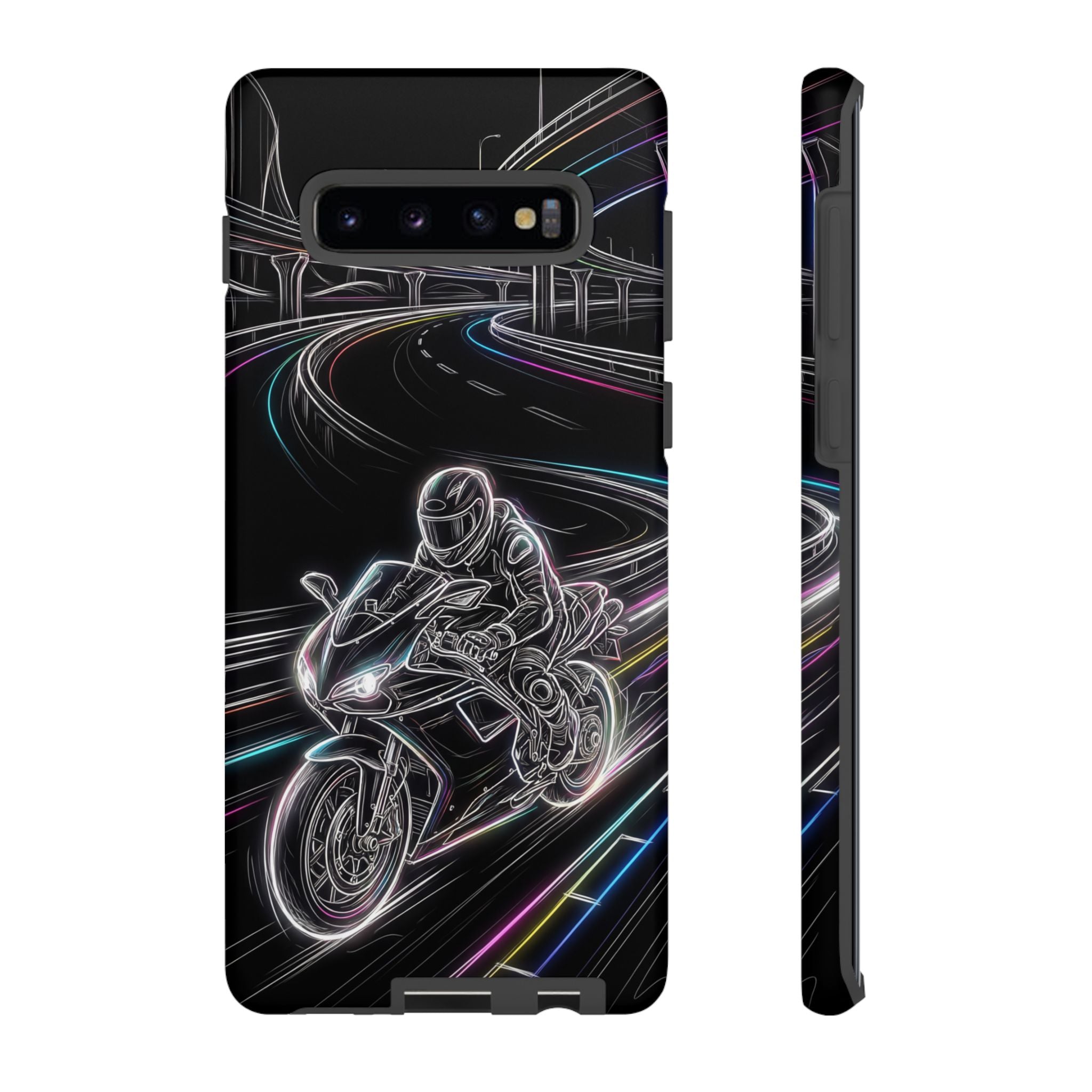 Neon Night Rider Samsung Galaxy Phone Case | Motorcycle Racing Protective Cover
