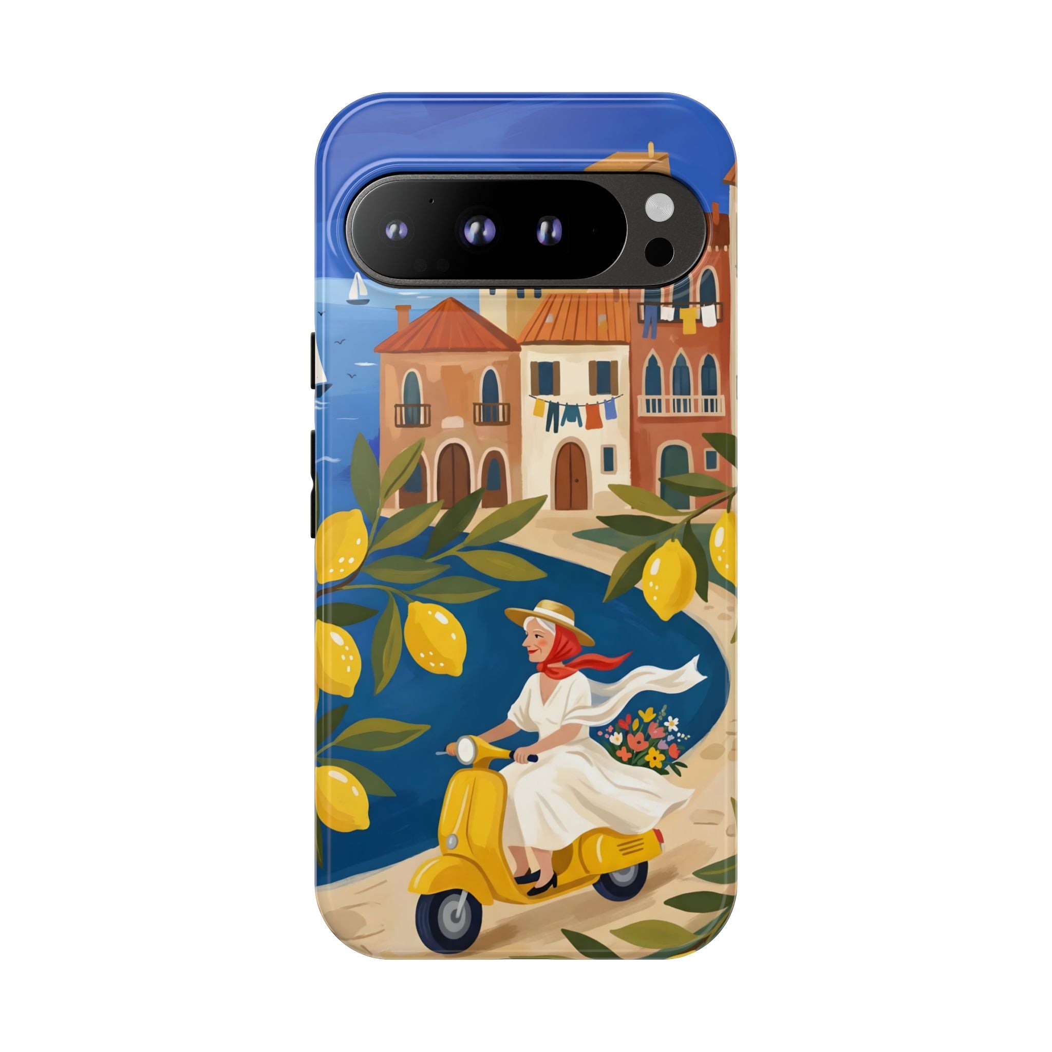 Lemon Coast Scooter Google Pixel Phone Case | Mediterranean Vespa Travel Design
