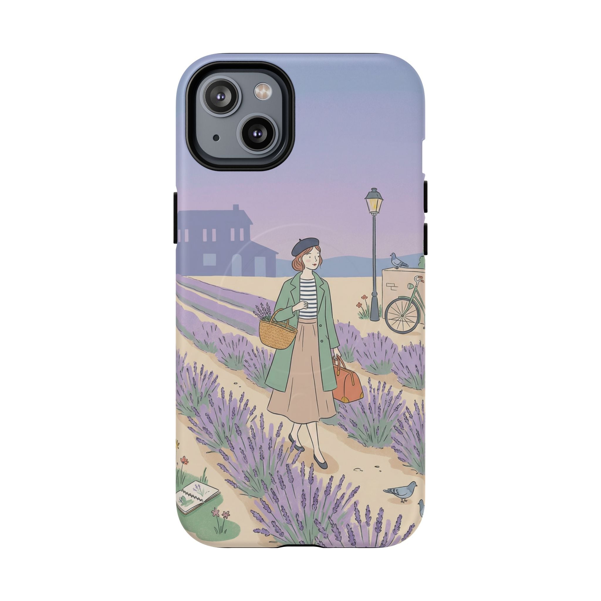 Lavender Field MagSafe iPhone Case | Vintage Travel Illustration Protective Case