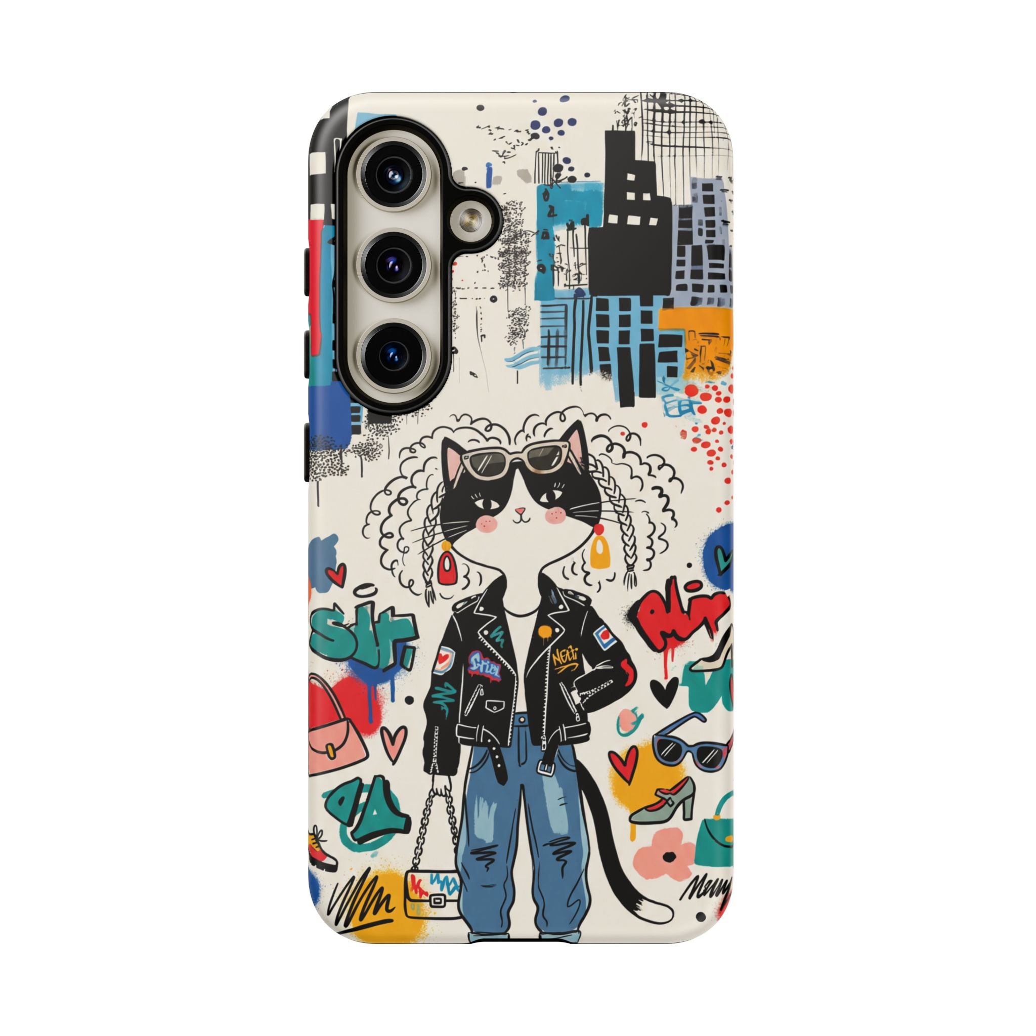 Punk City Cat Graffiti Design Samsung Galaxy Phone Case
