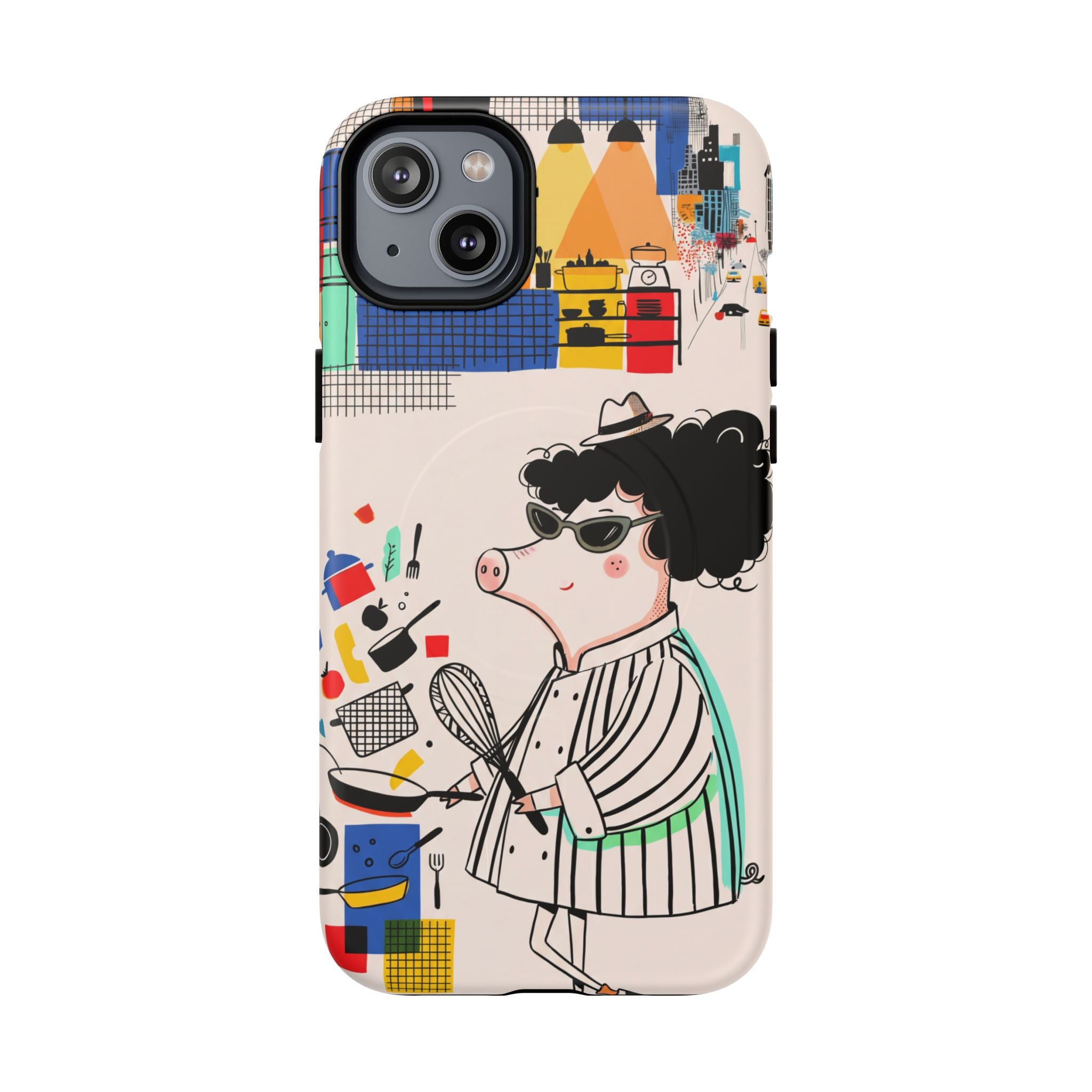 Cute Chef Pig MagSafe iPhone Case | Quirky Cartoon Kitchen Art Tough Case