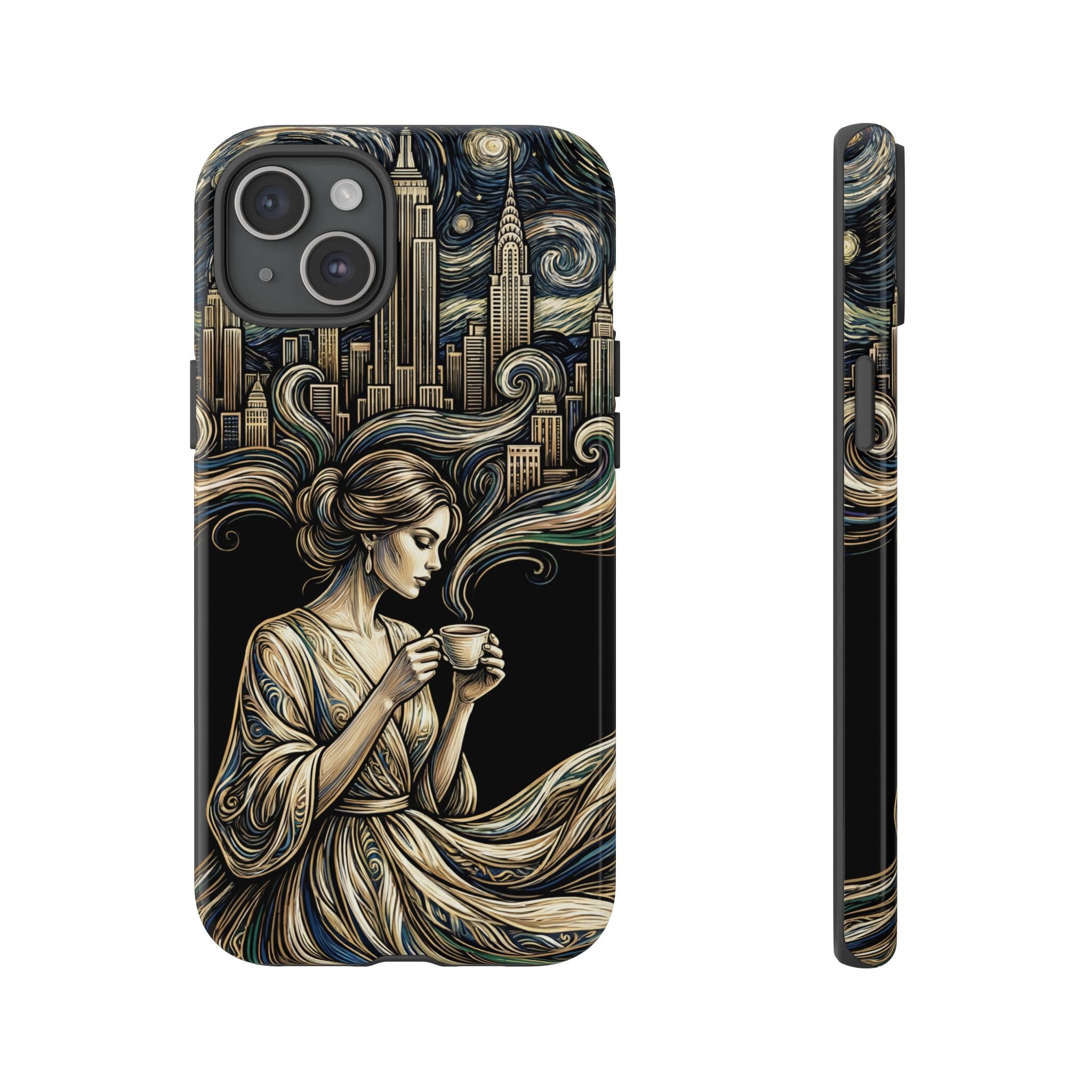 Vintage Cityscape Woman Tea Art iPhone Case