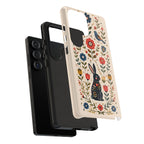 Floral Folk Art Bunny Tough Samsung Galaxy Phone Case