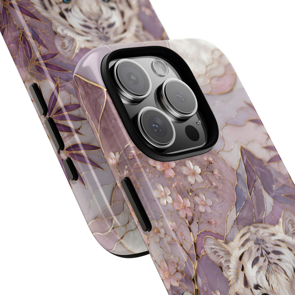 White Tiger iPhone Case | Cherry Blossom Art Cover