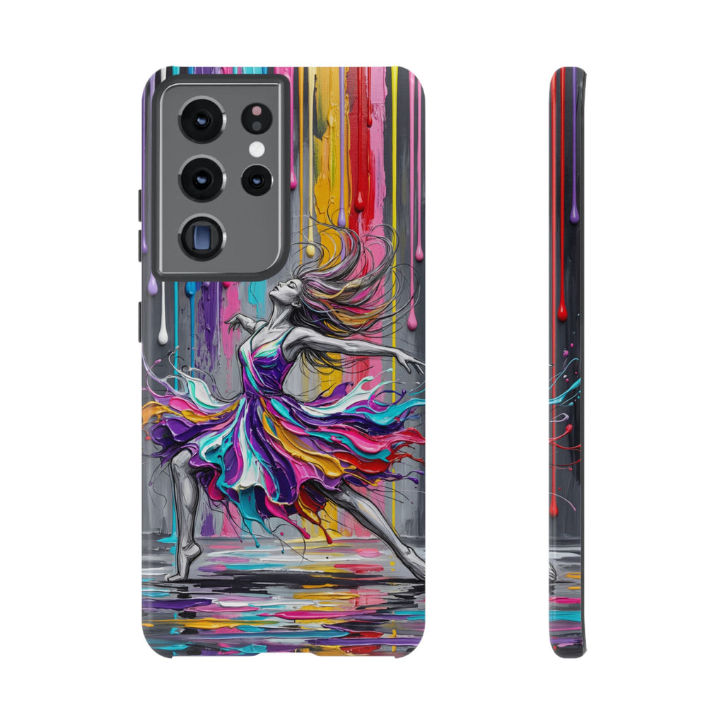 Colorful Dancer Tough Samsung Galaxy Phone Case | Vibrant Drip Art Protective Cover