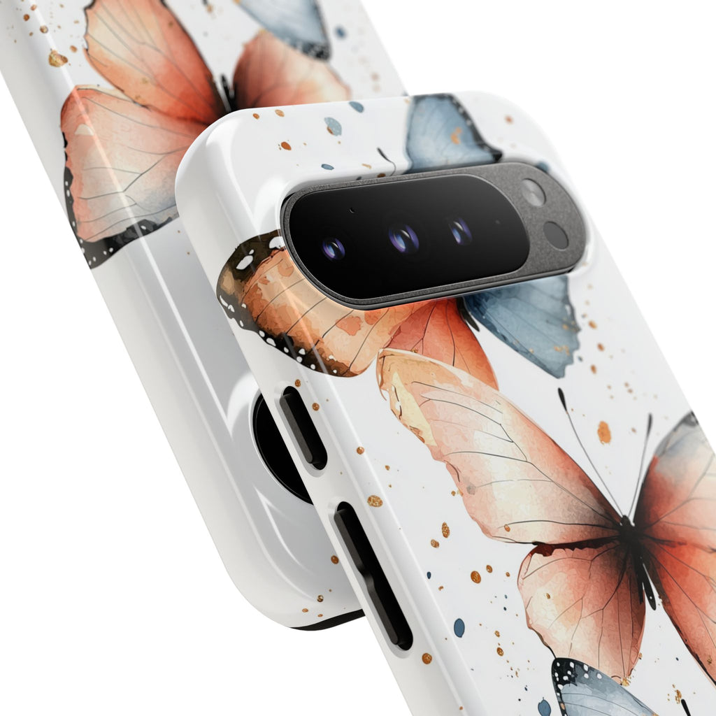 Watercolour Blue & Peach Butterfly Tough Google Pixel Case