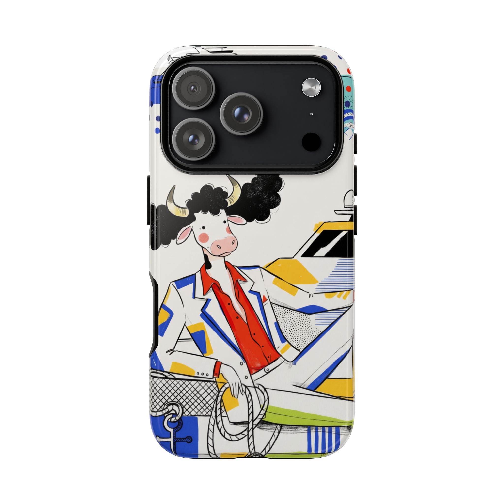 Nautical Cow Graphic Protective iPhone Case