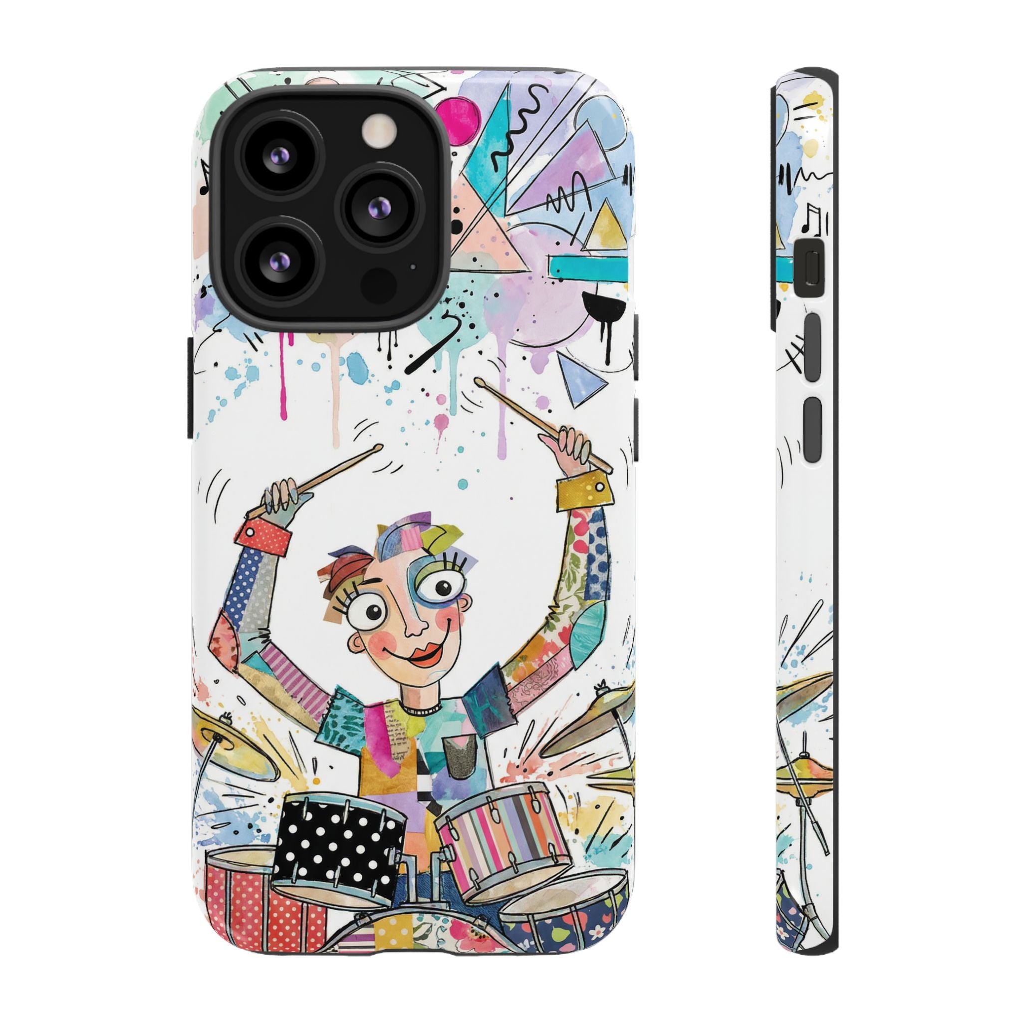 Drummer Boy iPhone Case | Colorful Cartoon Drum Kit Protective Cover