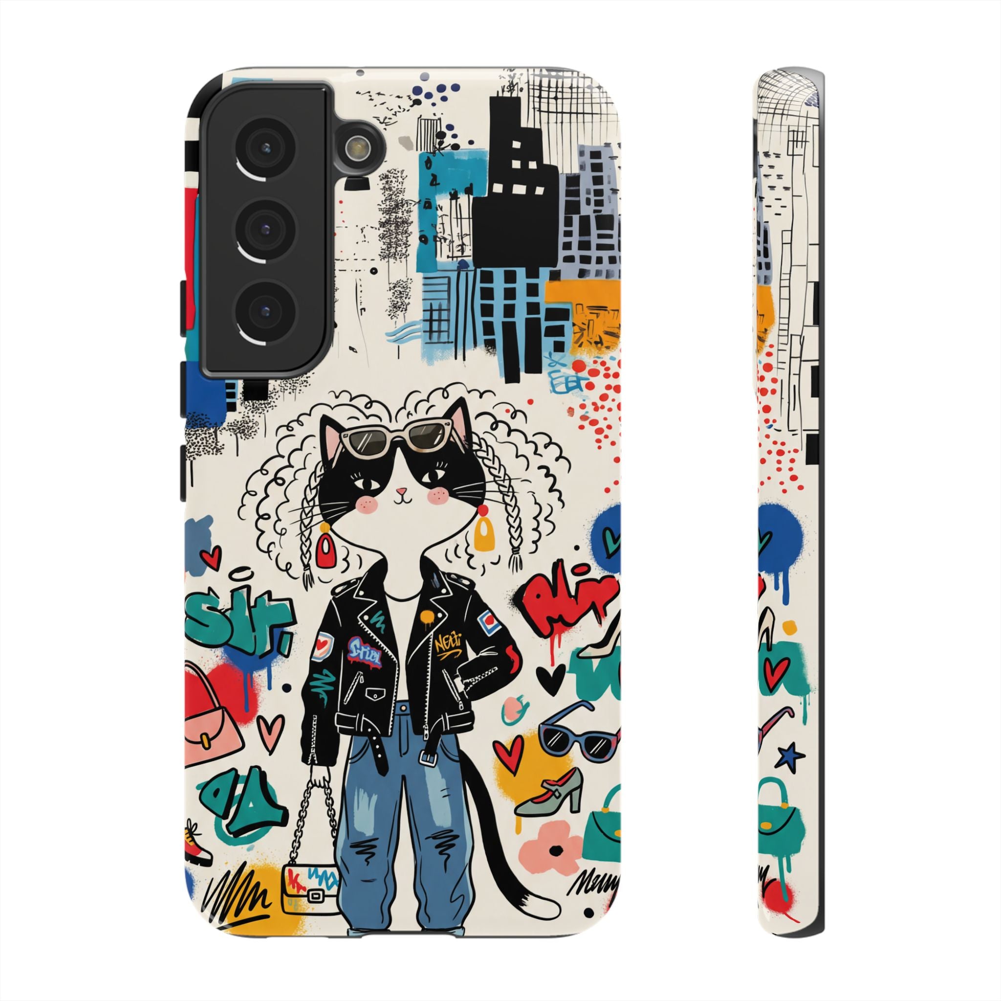 Punk City Cat Graffiti Design Samsung Galaxy Phone Case