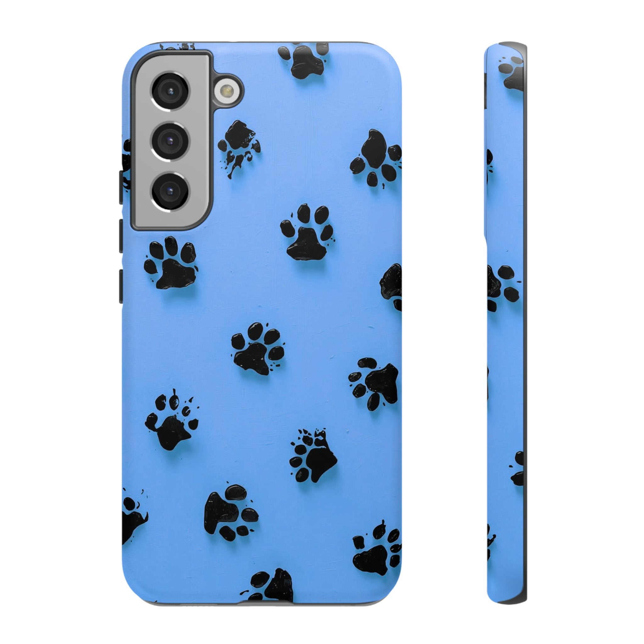 Blue Paw Print Tough Samsung Galaxy Case — Protective Dog & Cat Lover Cover