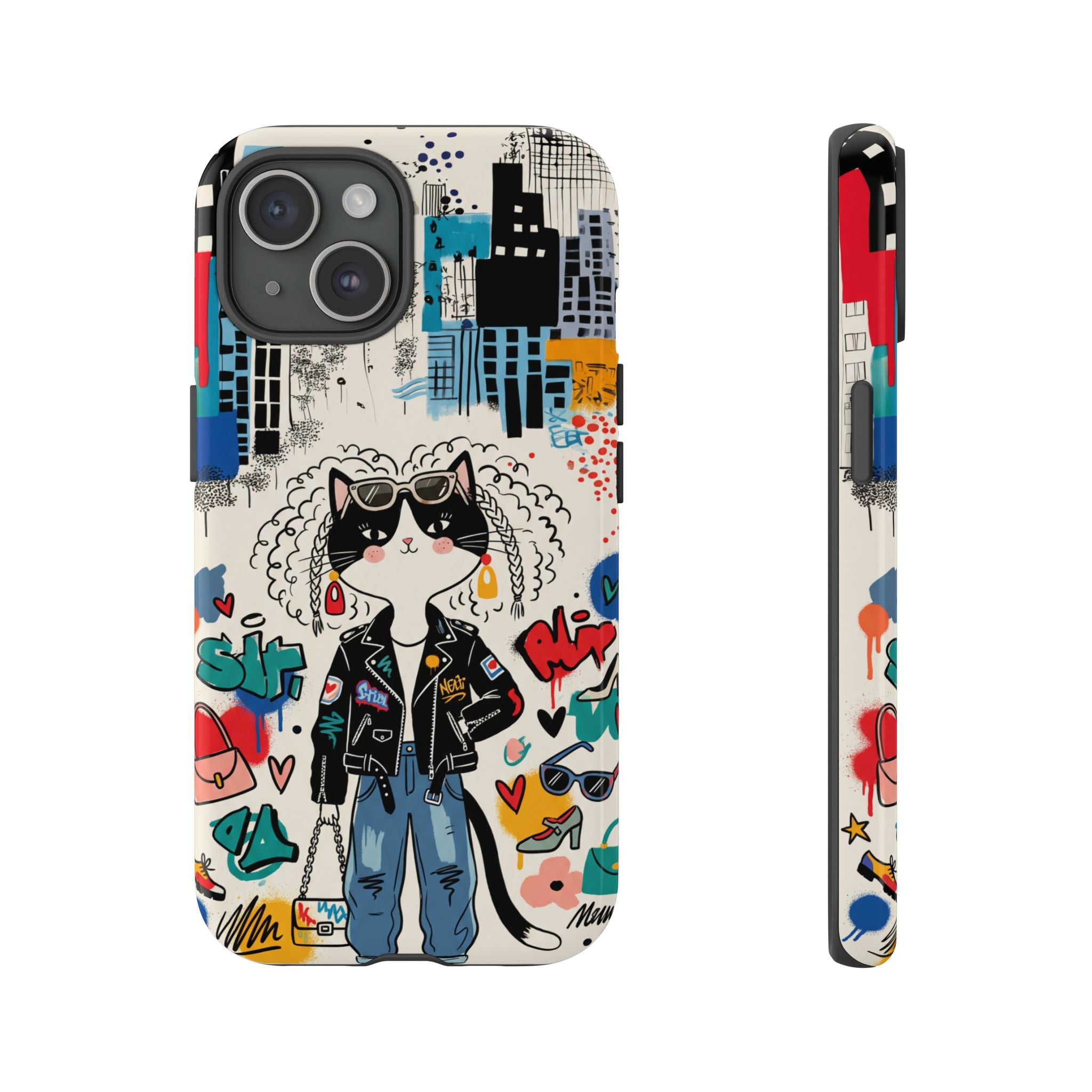 Punk City Cat Graffiti Design iPhone Case