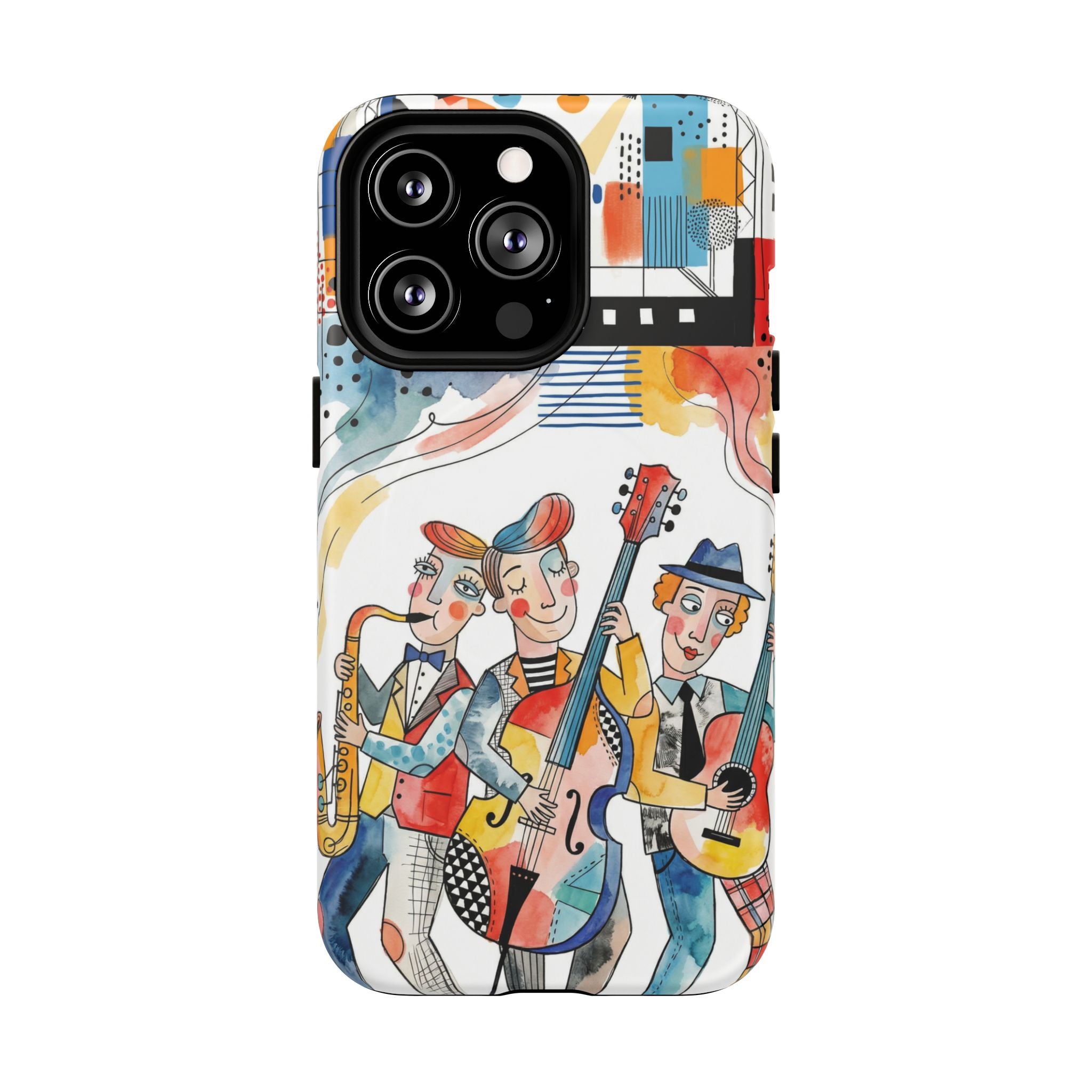 Musical Trio Illustrated MagSafe iPhone Case | Colorful Jazz Band Art Phone Cover