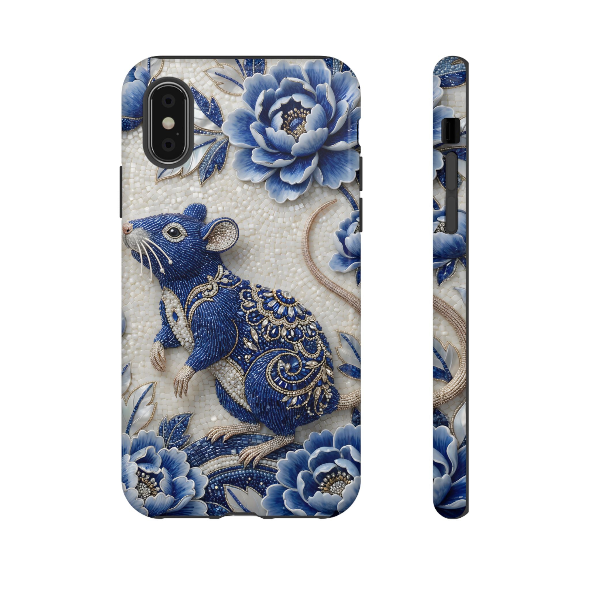 Asian Zodiac Rat iPhone Case | Blue & White Porcelain Art Slim Protective iPhone Case | Year of the Rat Gift