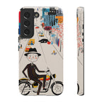 Custodia per telefono Samsung Galaxy "Vintage Grandpa Rider Motorcycle" | Paesaggio urbano illustrato