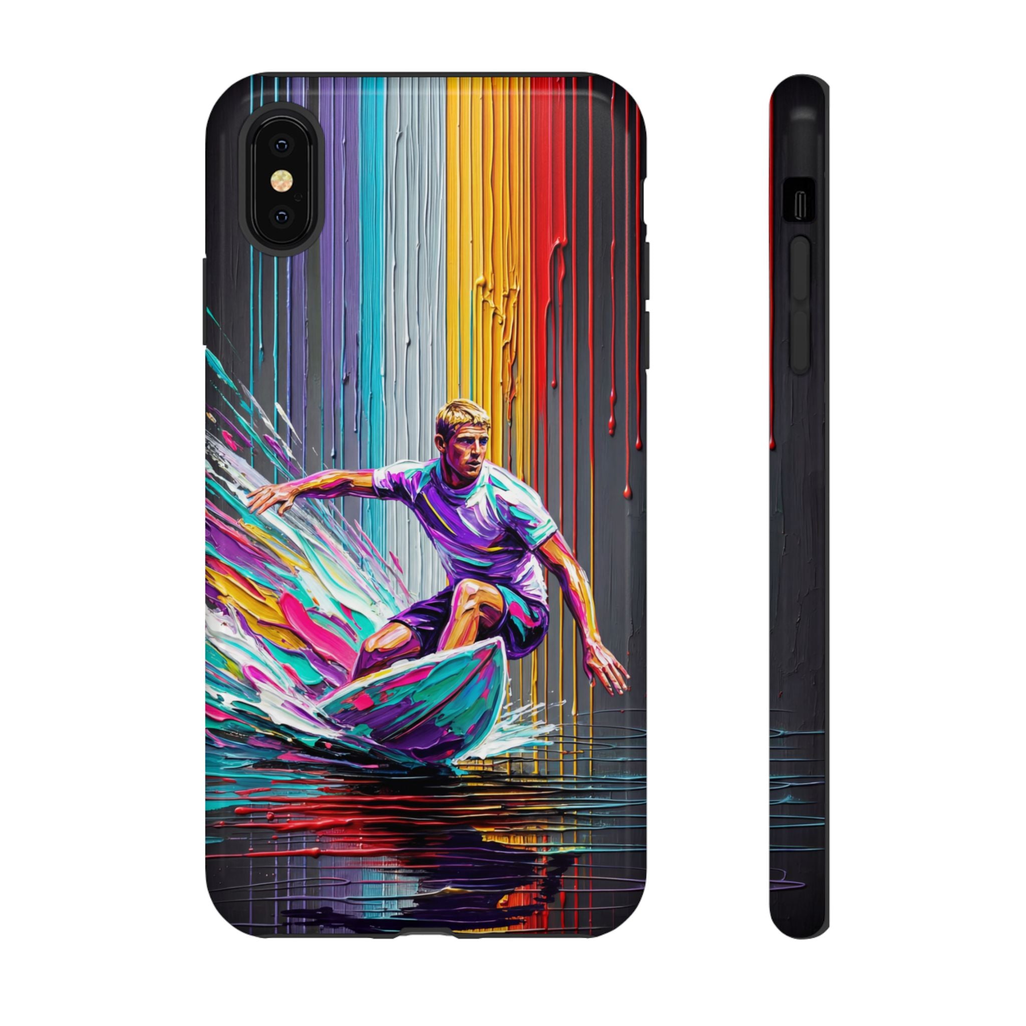 Surfing Art iPhone Case | Colourful Wave Surfer Protective Cover