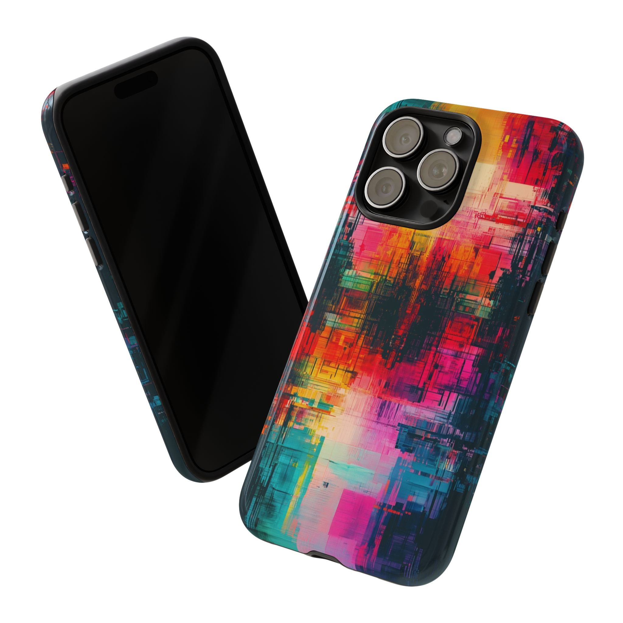 Abstract Neon Glitch Art Tough iPhone Case