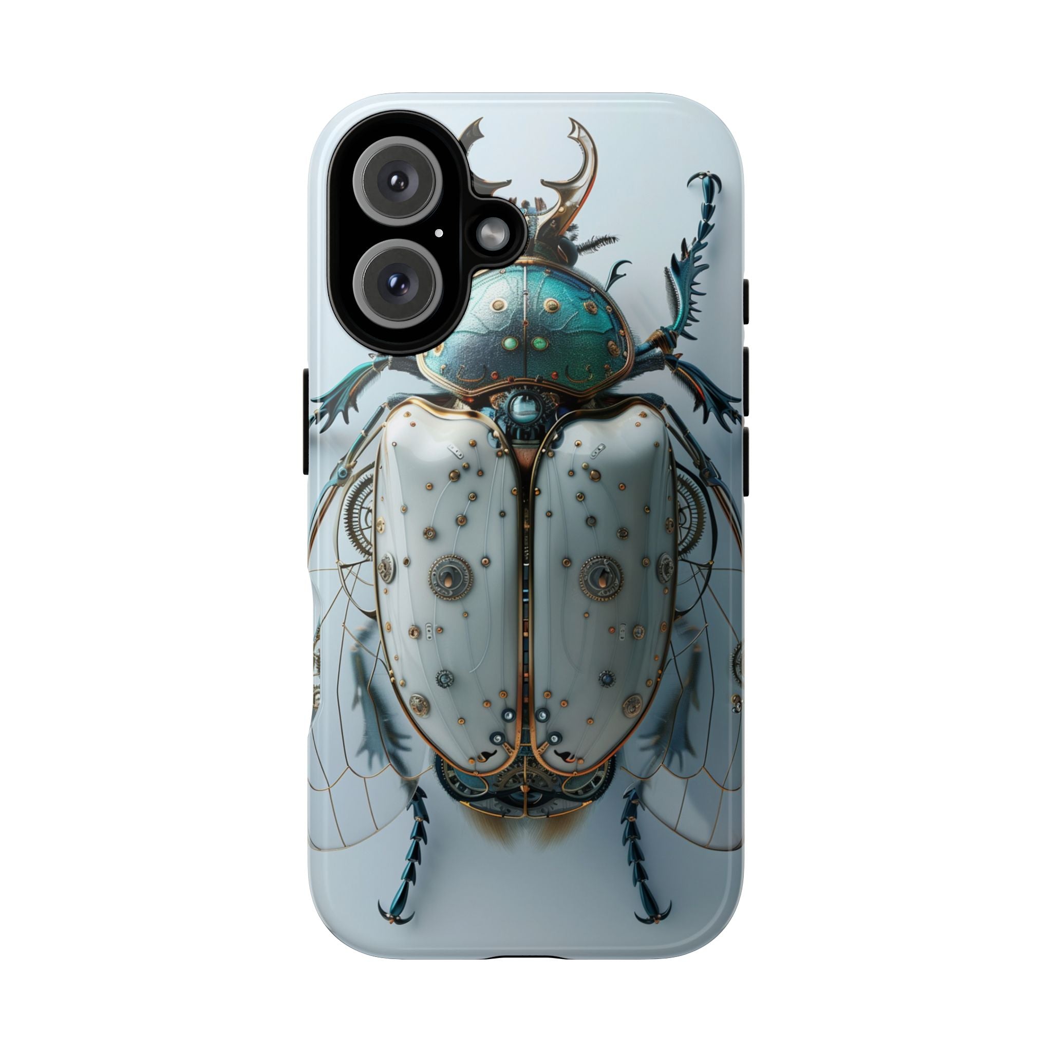 Steampunk White Beetle Protective Tough iPhone Case