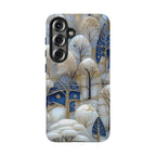 Blue Gold Winter Forest Samsung Galaxy Case — Elegant Tree Pattern Tough Case