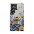 Floral Bee Tough Samsung Galaxy Phone Case | Blue & Yellow Moon Garden Design
