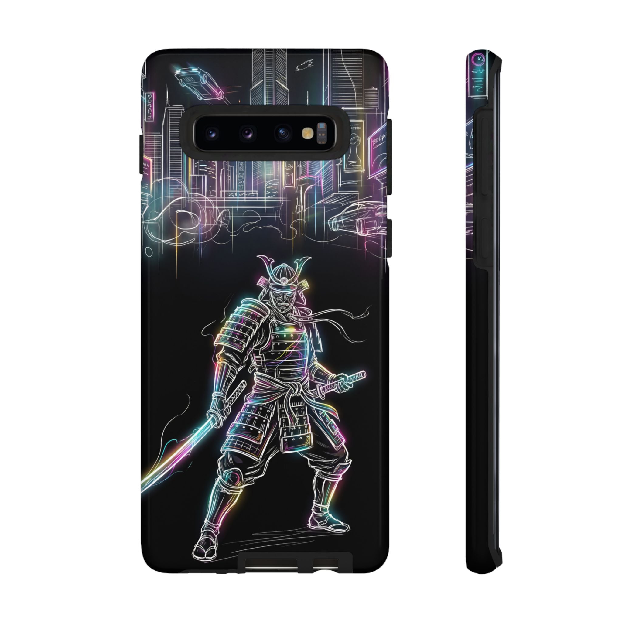 Neon Samurai Samsung Galaxy Phone Case | Cyberpunk City Armor