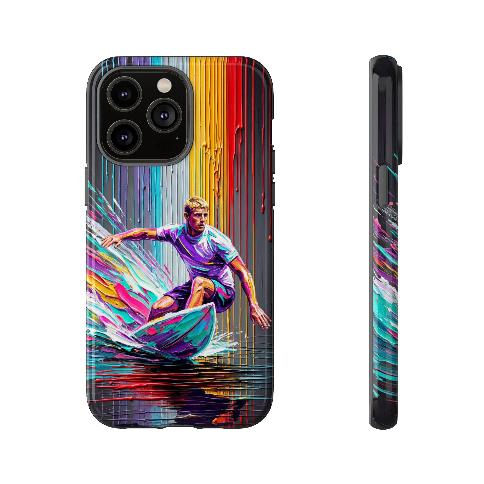 Surfing Art iPhone Case | Colourful Wave Surfer Protective Cover