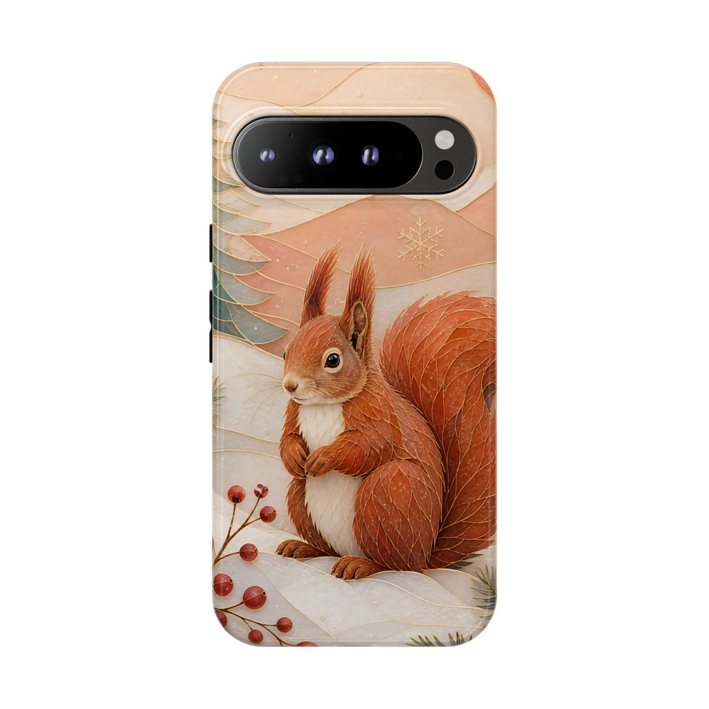 Winter Squirrel Google Pixel Phone Case | Woodland Animal Phone Case