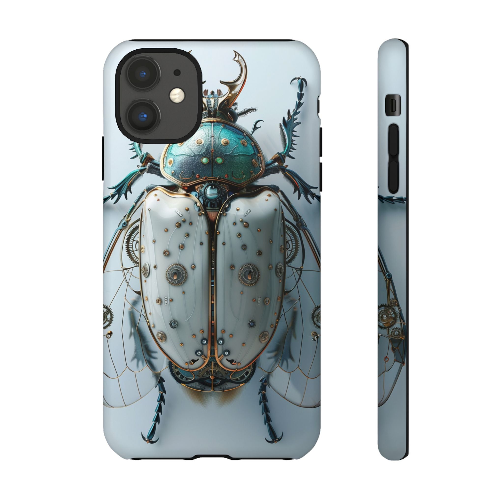 Steampunk White Beetle Protective Tough iPhone Case
