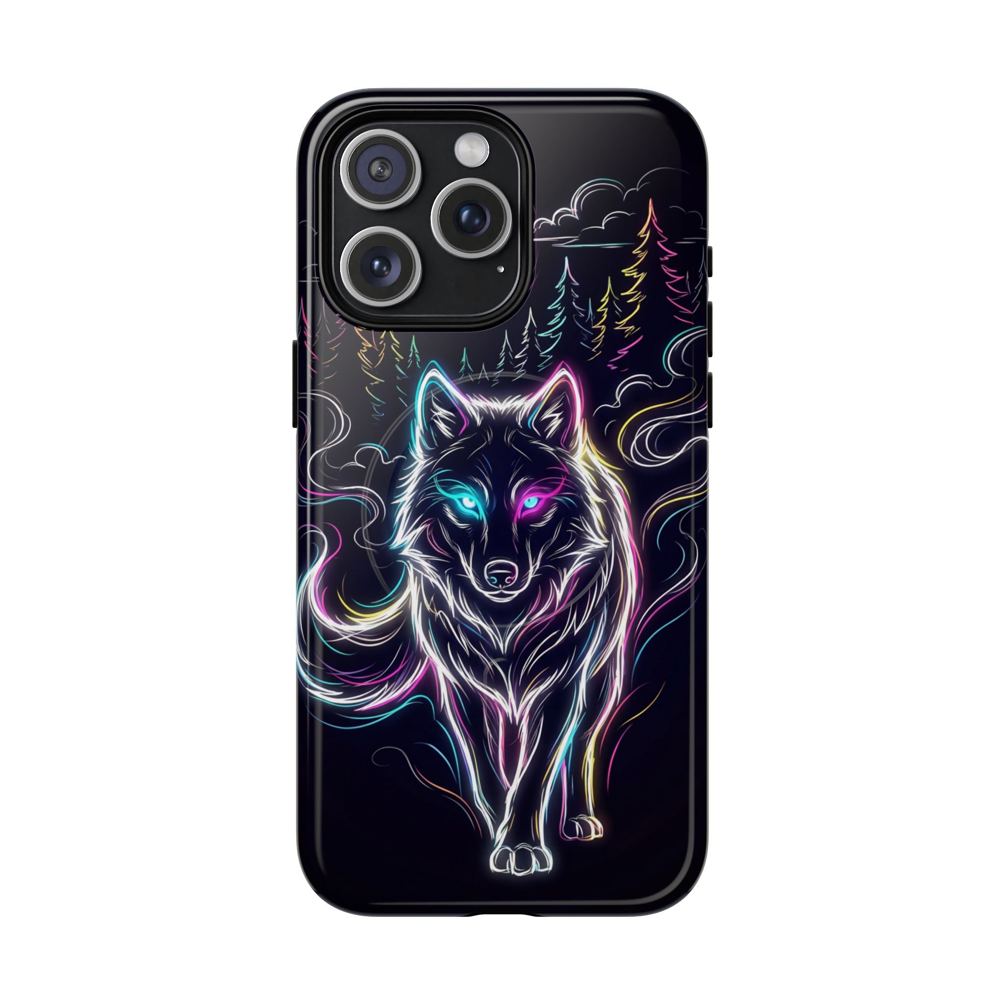 Neon Wolf MagSafe iPhone Case | Mystic Glow Protective Tough Case