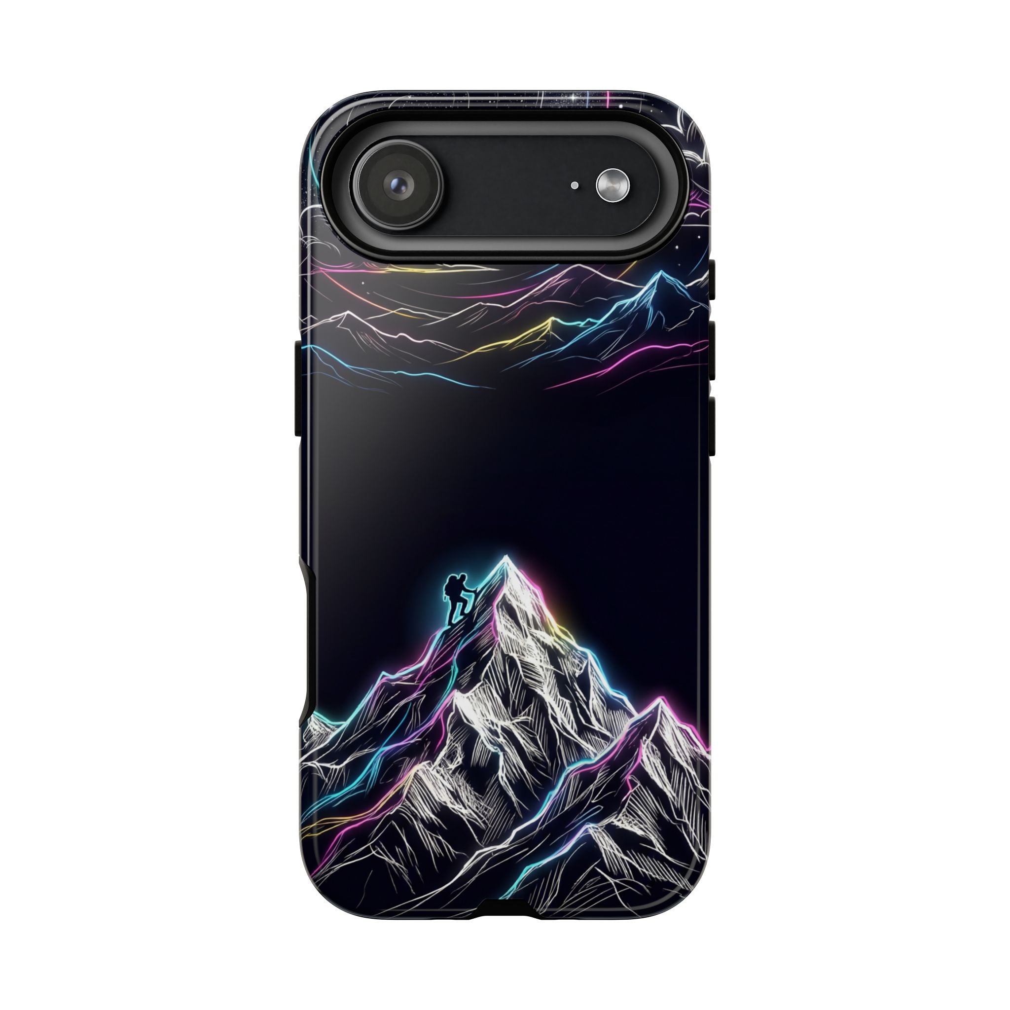 Mount Everest Neon iPhone Case | Dark Cosmic Climber Protective Cover