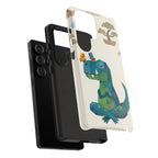 Meditating Dinosaur Samsung Galaxy Phone Case | Cute T-Rex with Butterflies and Bonsai