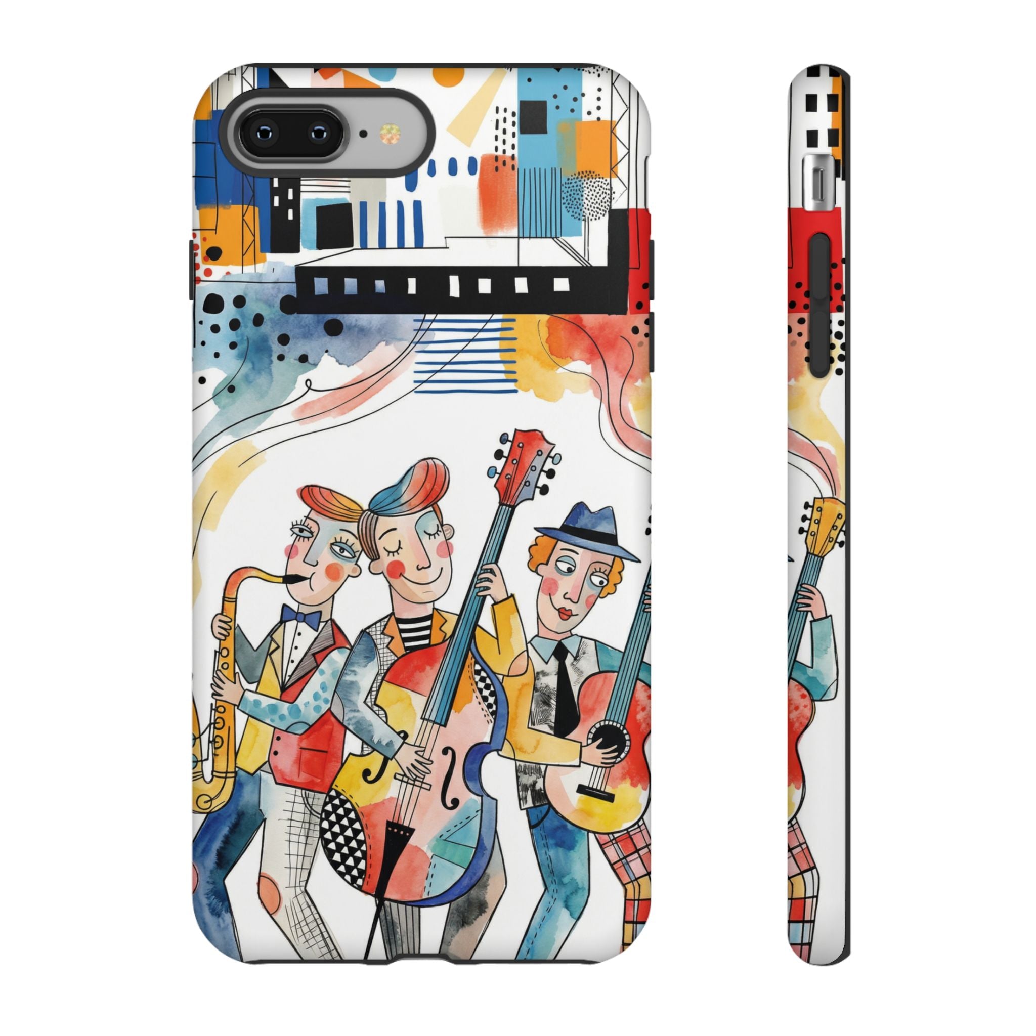 Musical Trio Illustrated iPhone Case | Colorful Jazz Band Art Phone Cover