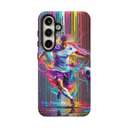 Soccer Player Neon Art Samsung Galaxy Phone Case | Vibrant Football Kick Protective Cover