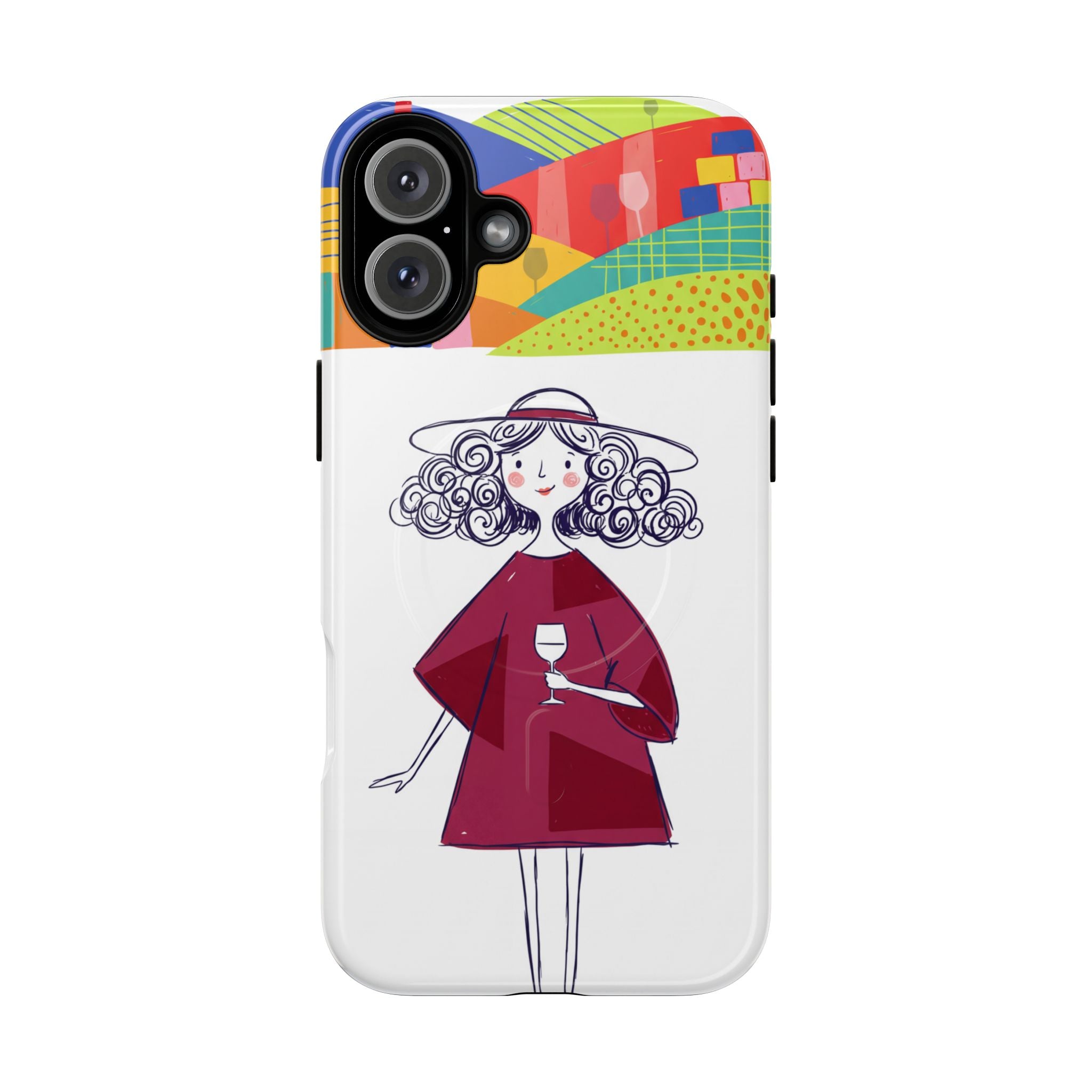 Colourful Artistic Wine Lady MagSafe iPhone Case