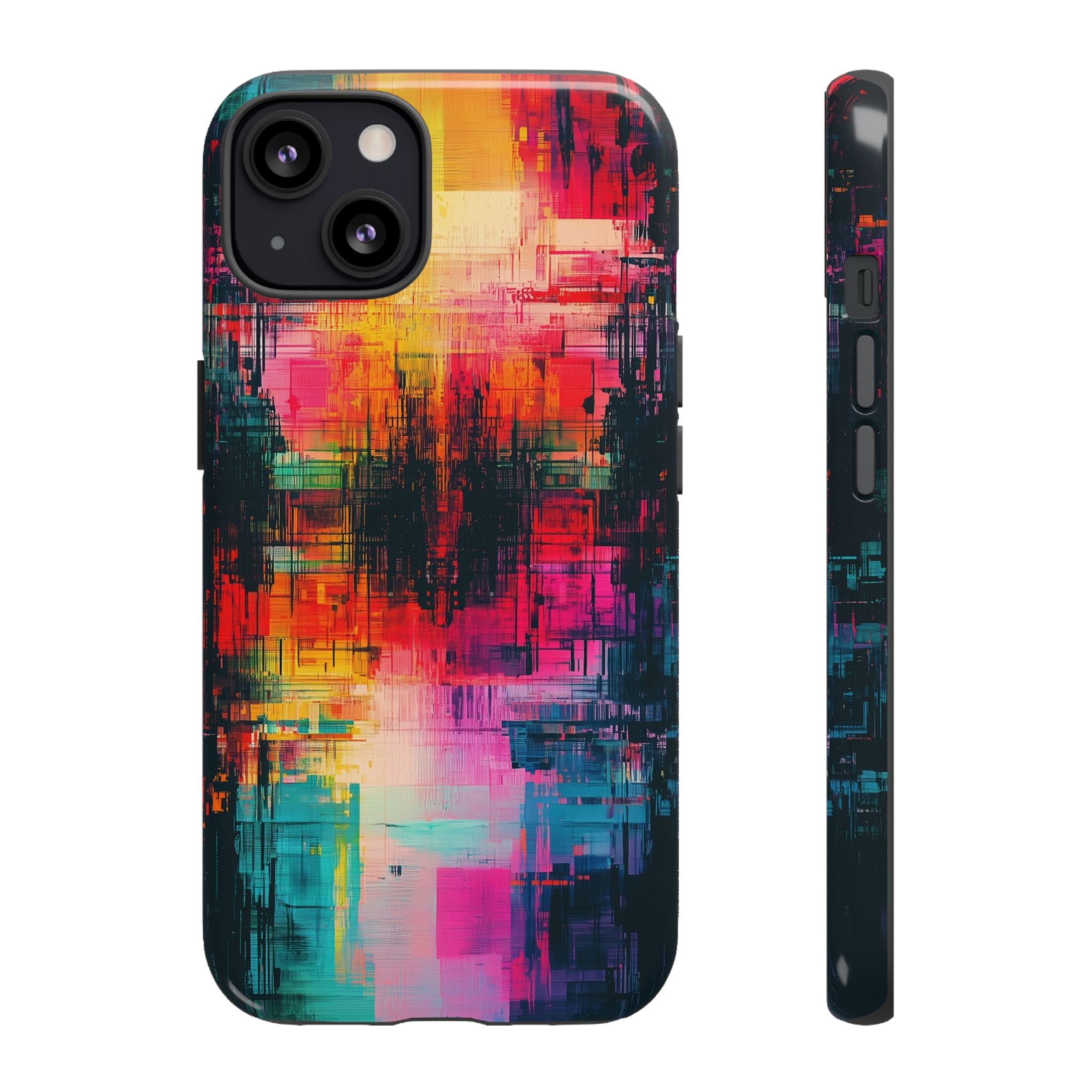 Abstract Neon Glitch Art Tough iPhone Case
