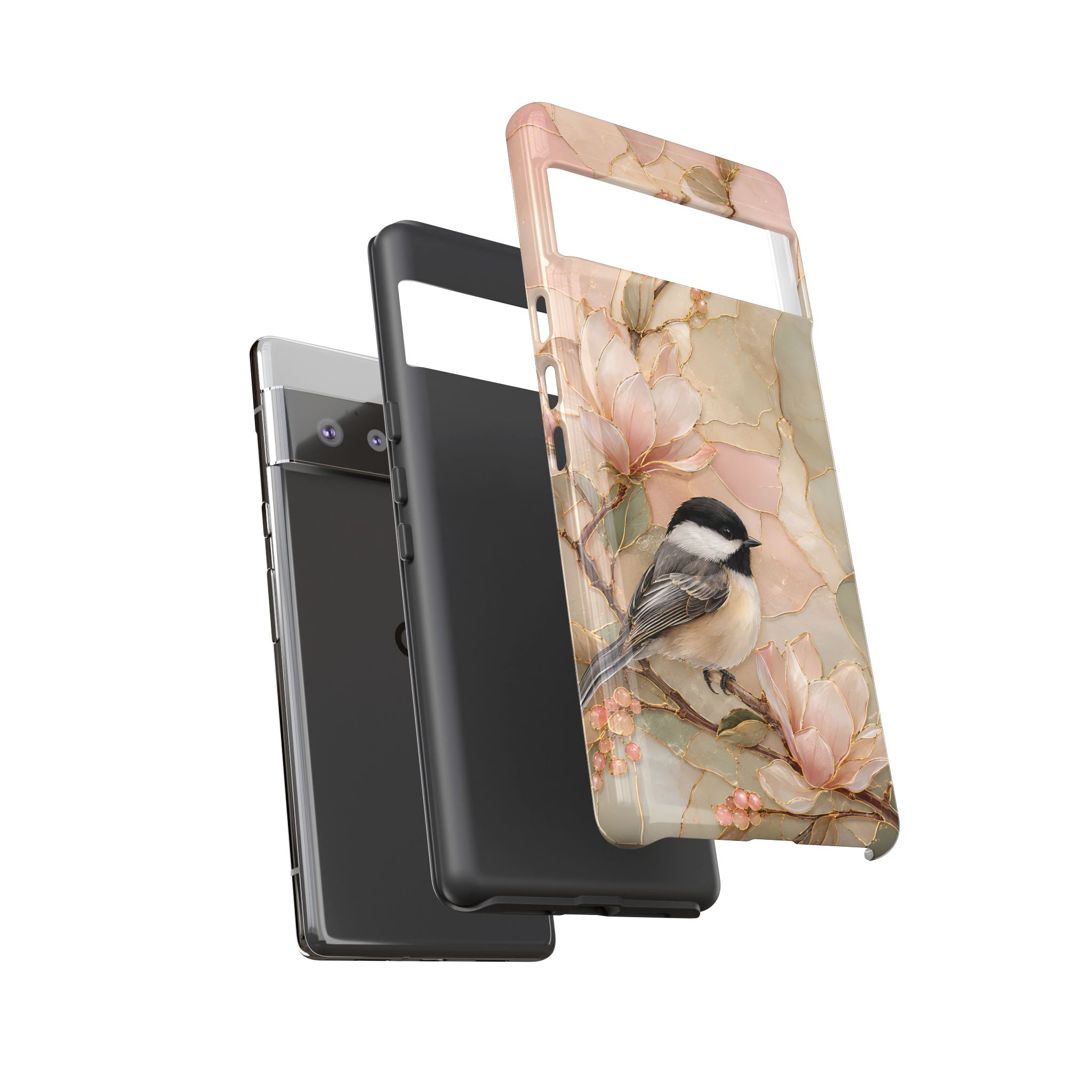 Chickadee Google Pixel Phone Case | Magnolia Flower Phone Case