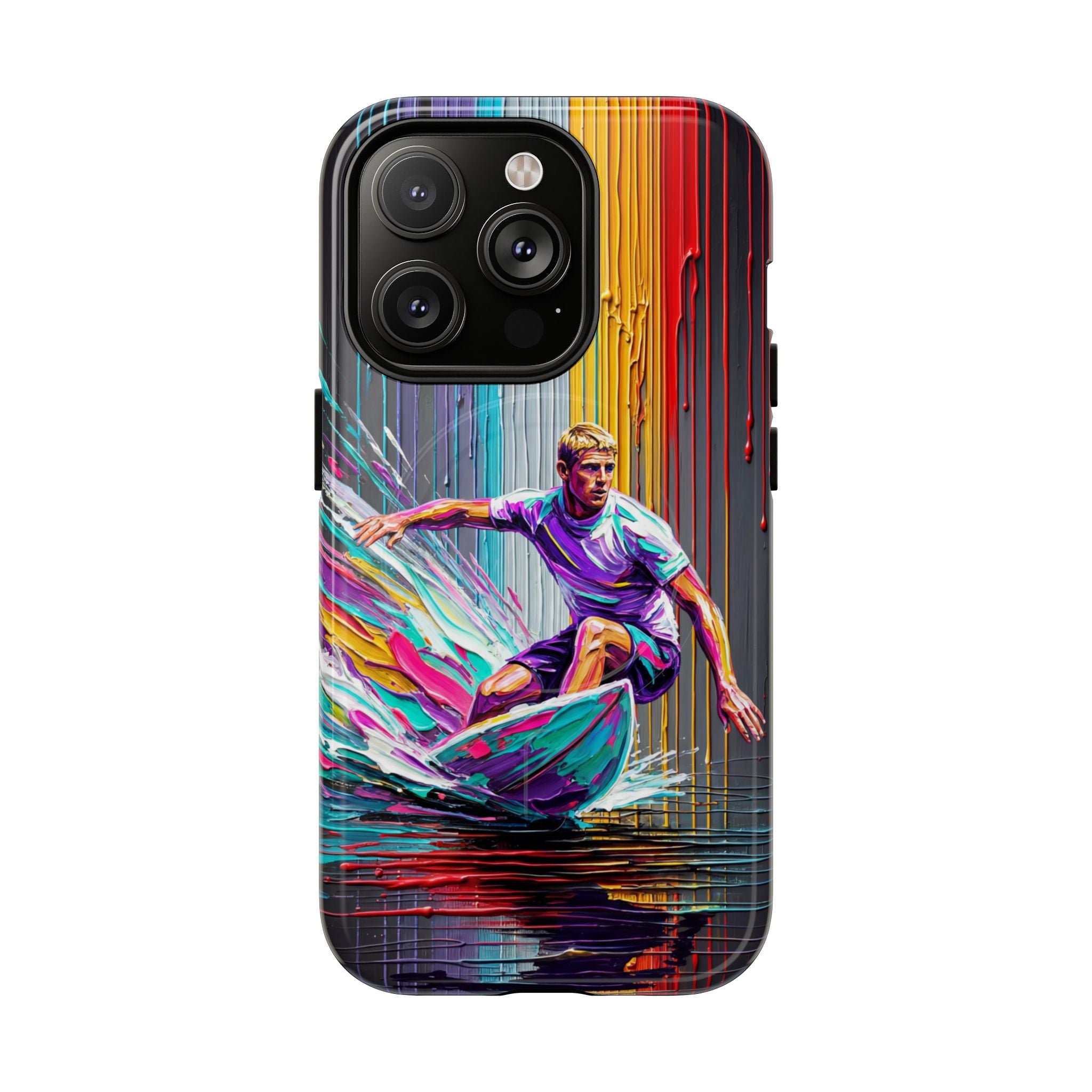 Surfing Art MagSafe iPhone Case | Colourful Wave Surfer Protective Cover