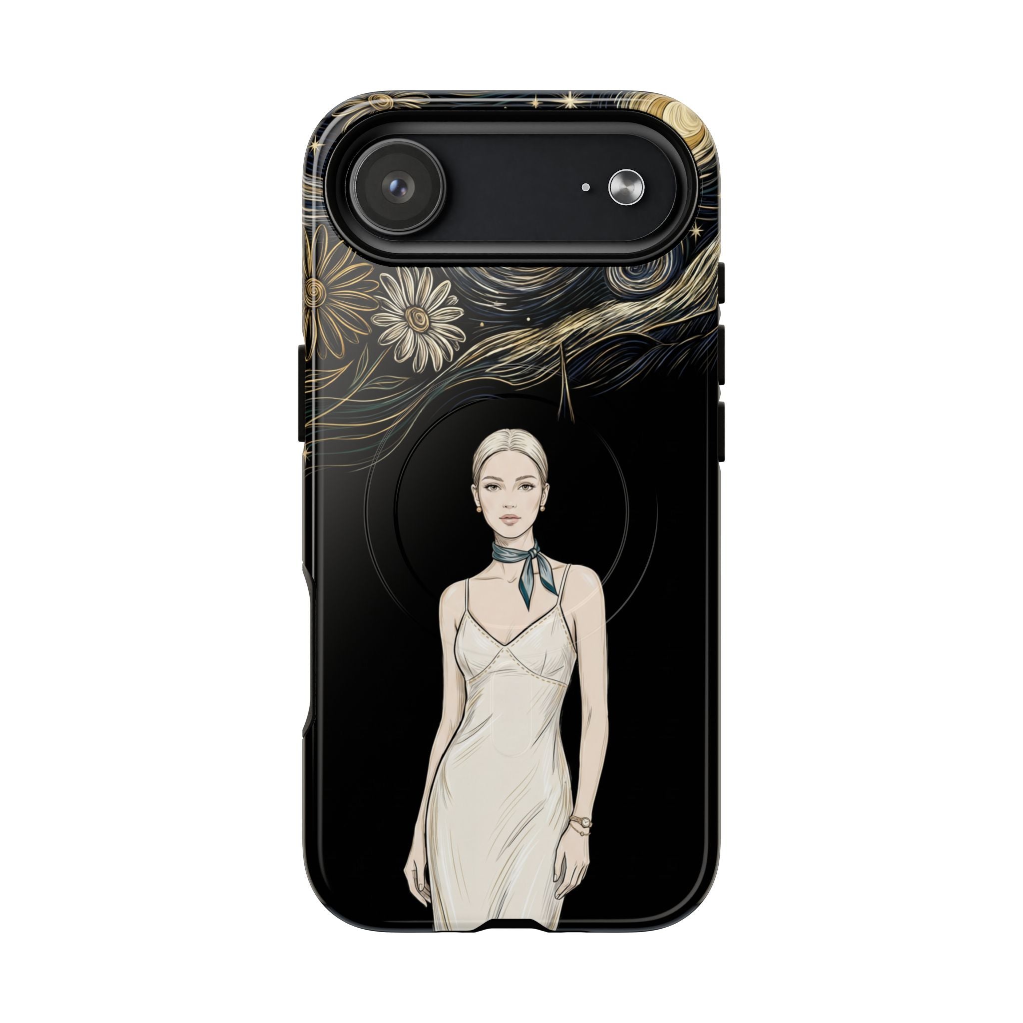 Starry Night Fashion MagSafe iPhone Case | Elegant Woman Illustration