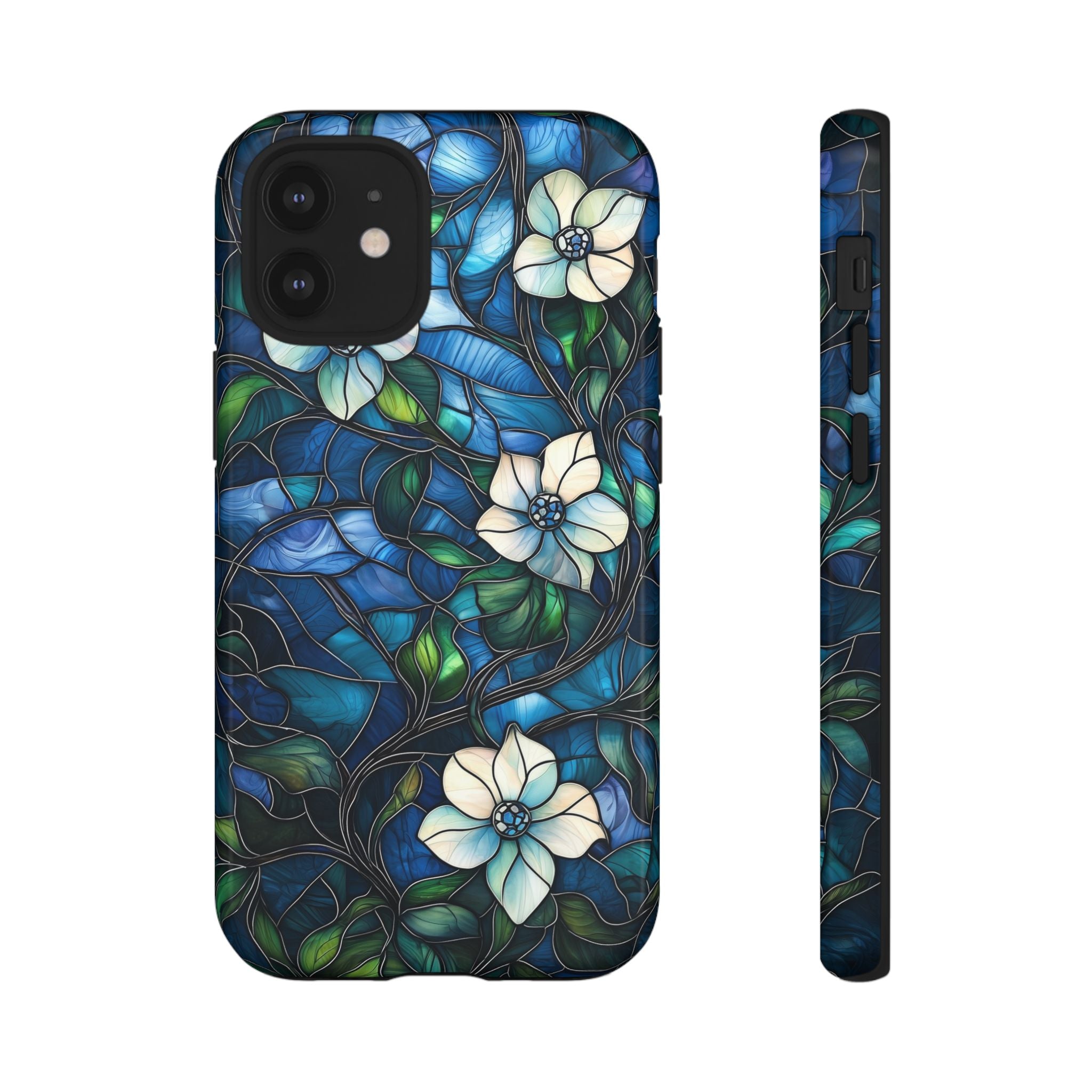 Floral Stained Glass iPhone Case – Blue Garden